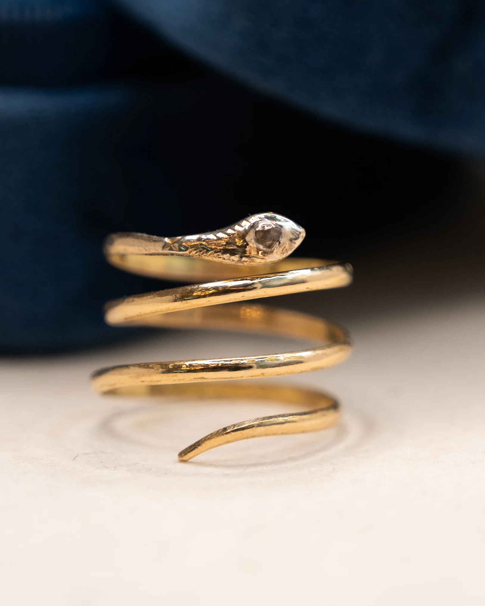 .06 Antique Victorian Diamond Snake Cocktail Ring 18k - Image 7