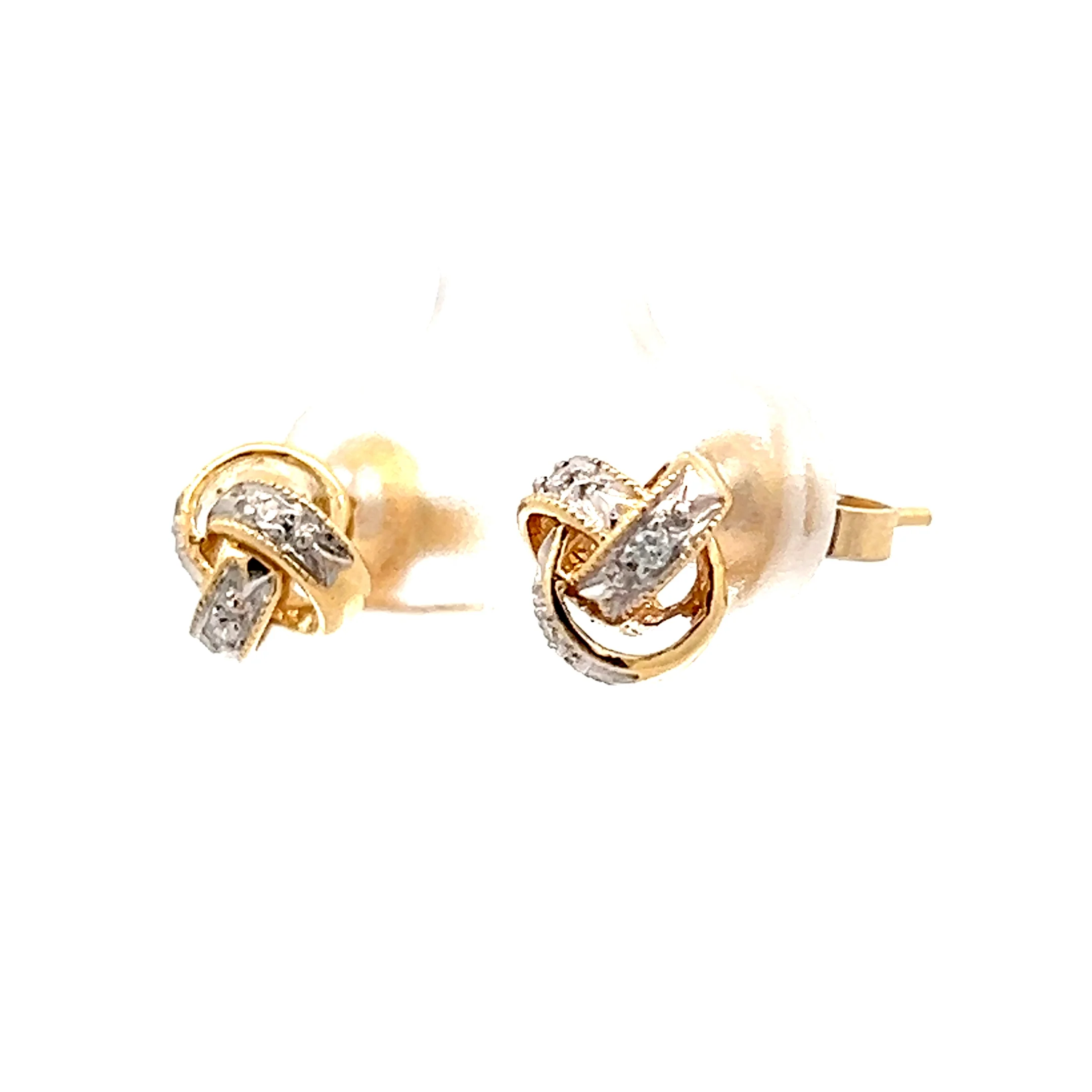.06 Diamond Knotted Stud Earrings in 14k - Image 2
