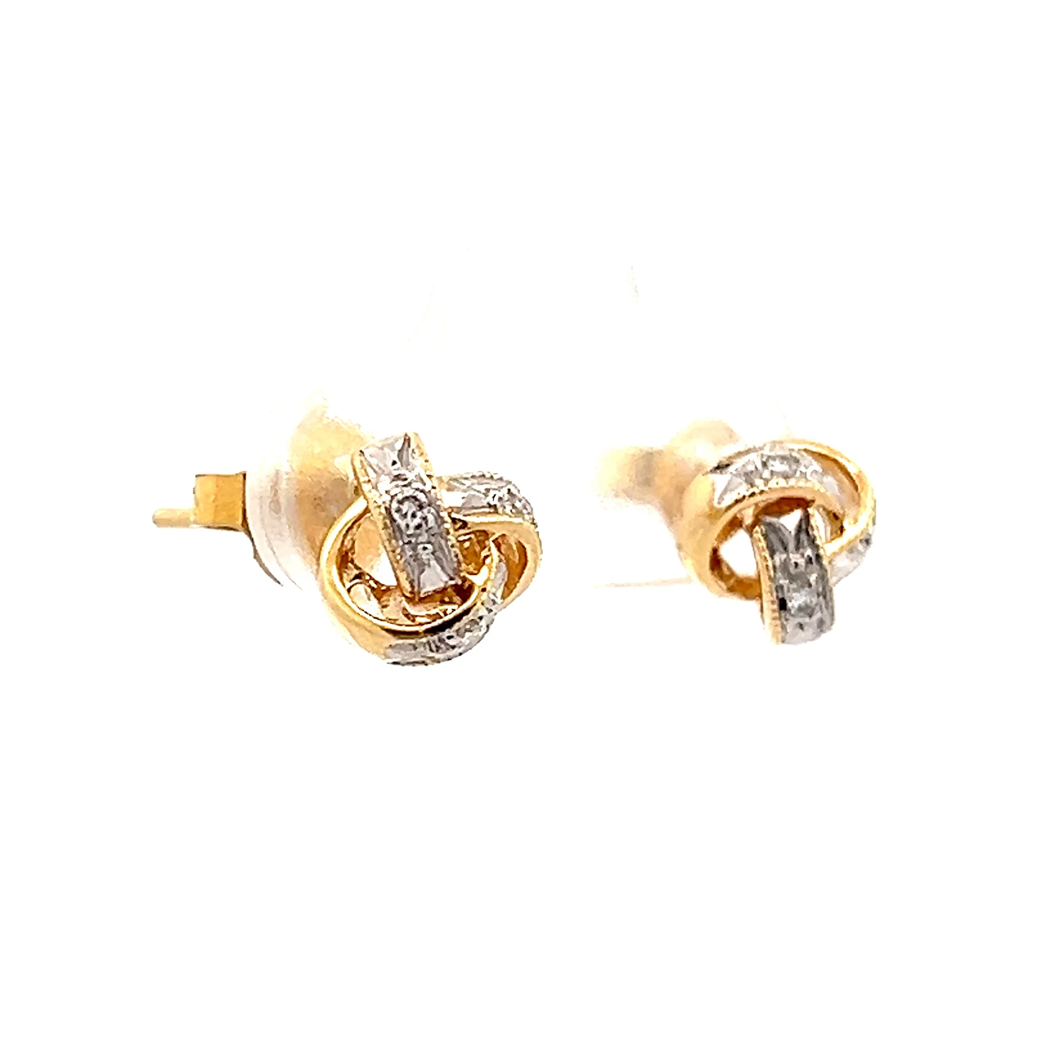 .06 Diamond Knotted Stud Earrings in 14k - Image 3
