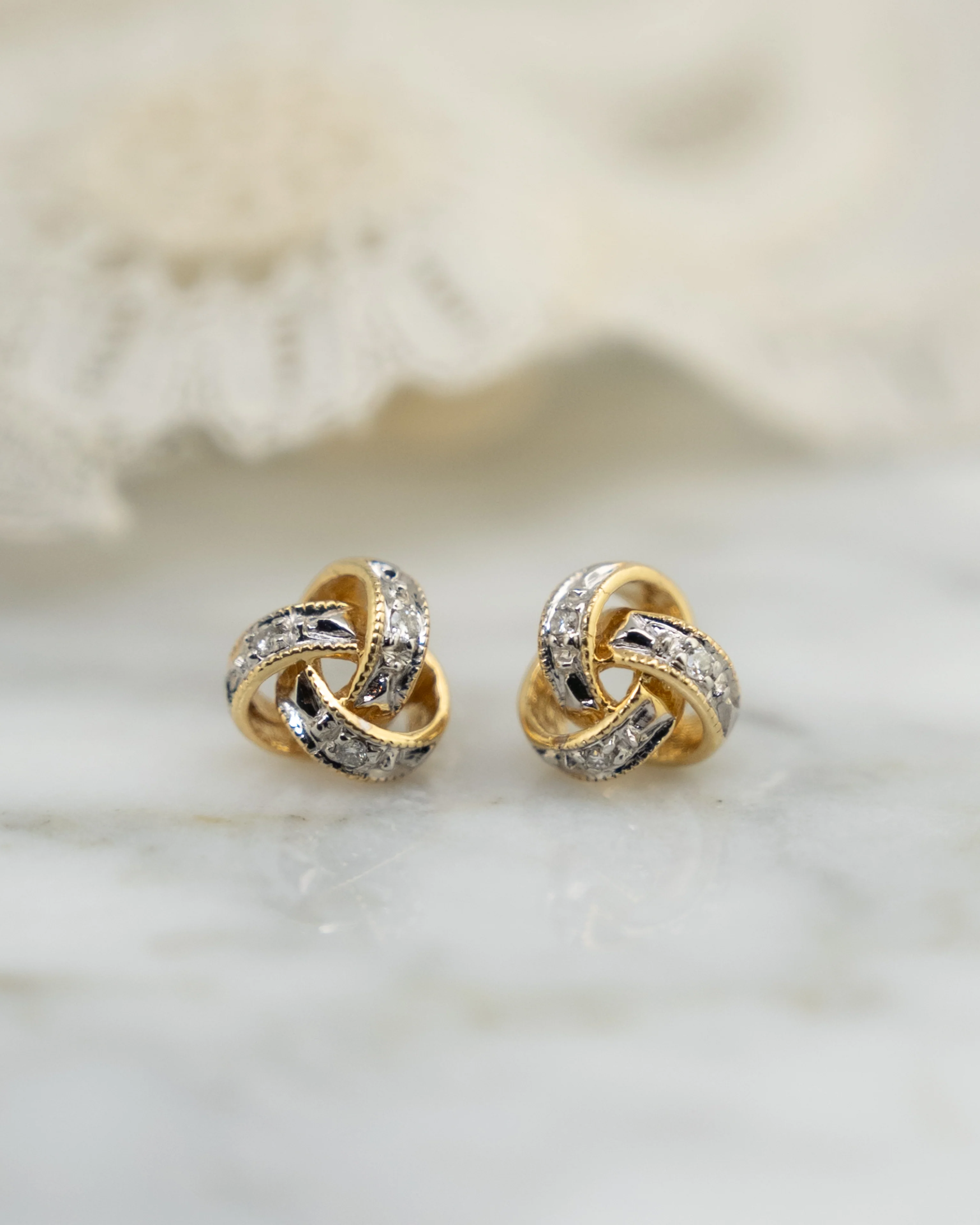 .06 Diamond Knotted Stud Earrings in 14k - Image 4