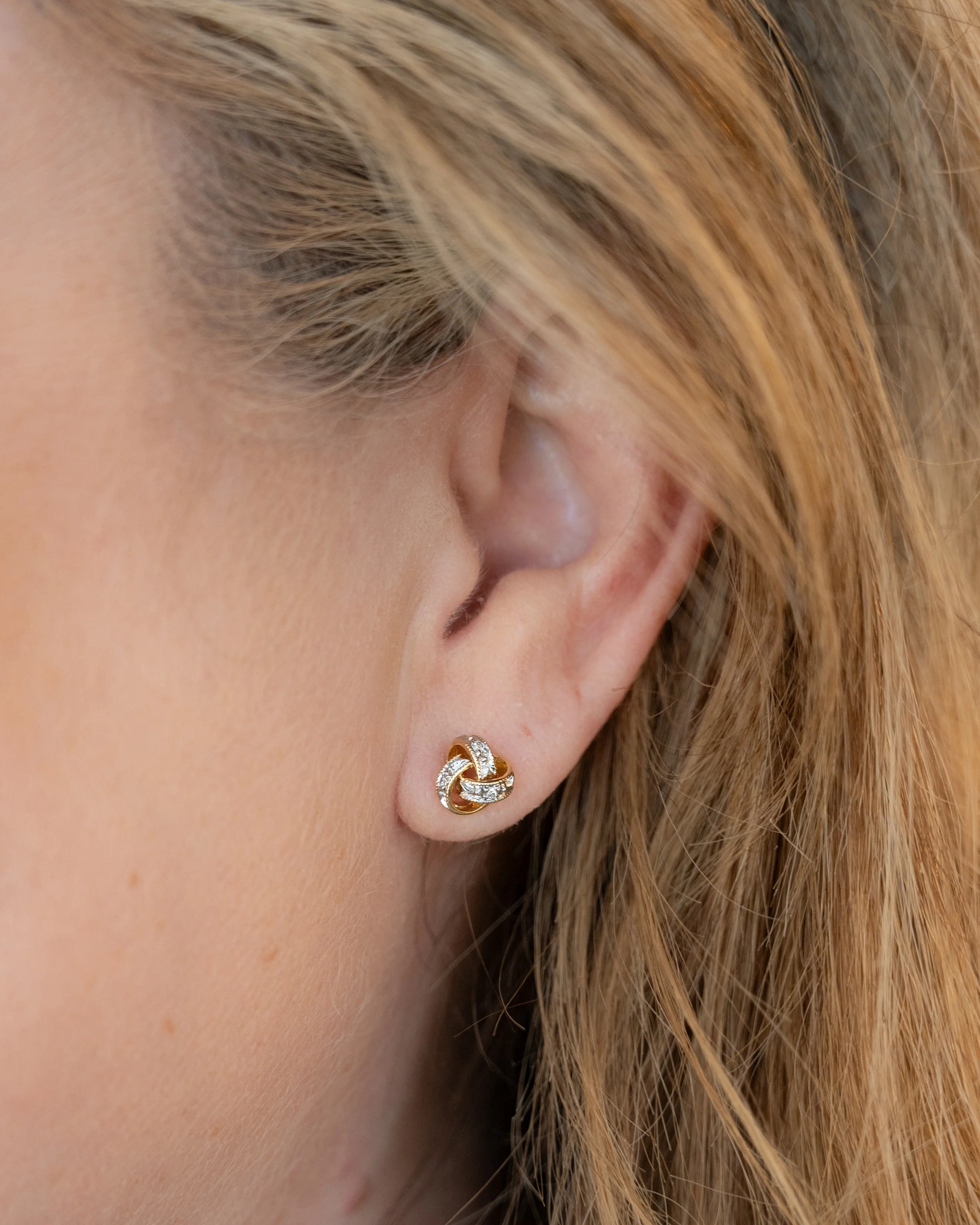 .06 Diamond Knotted Stud Earrings in 14k - Image 5