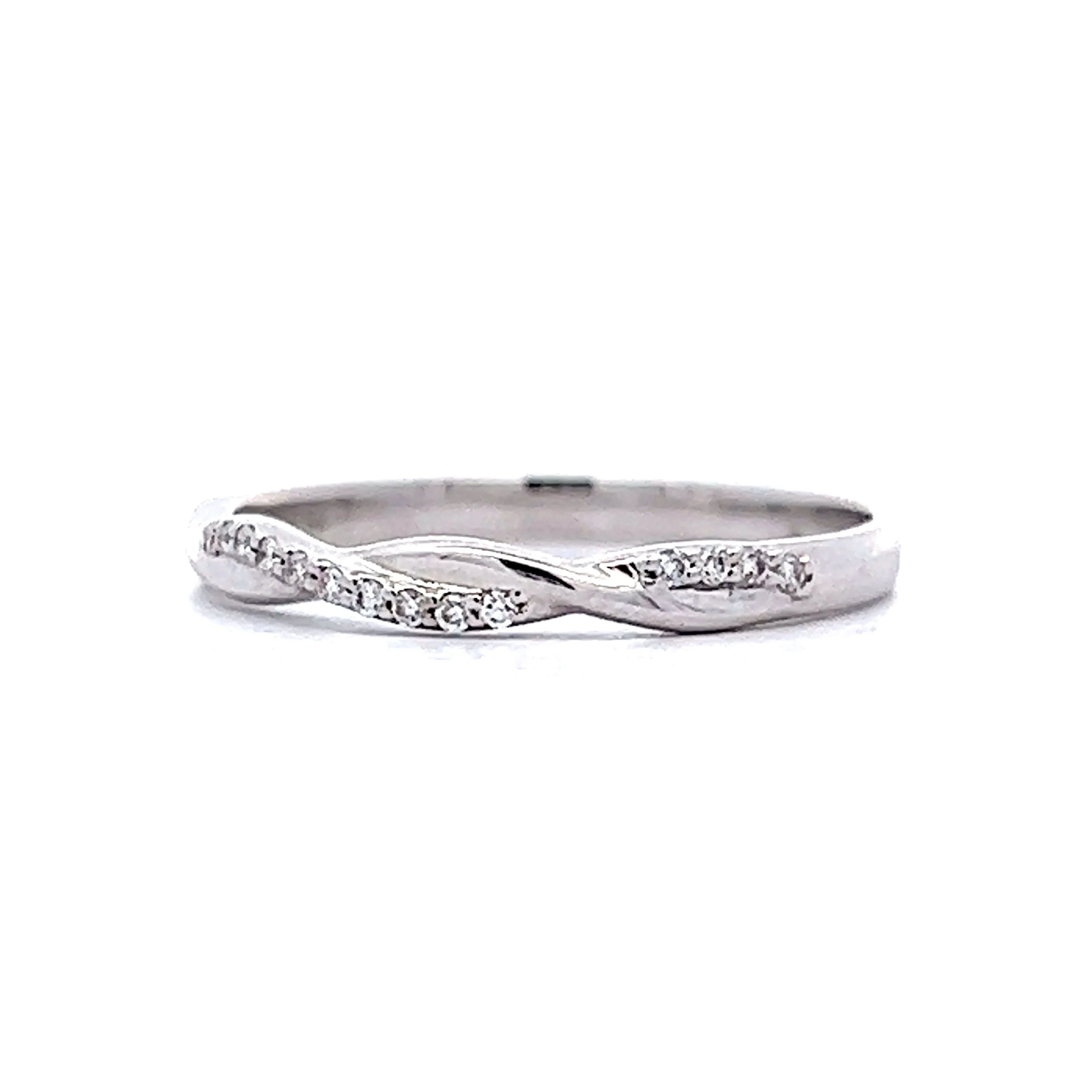 .06 Diamond Twist Wedding Band in 14k White Gold - Image 2