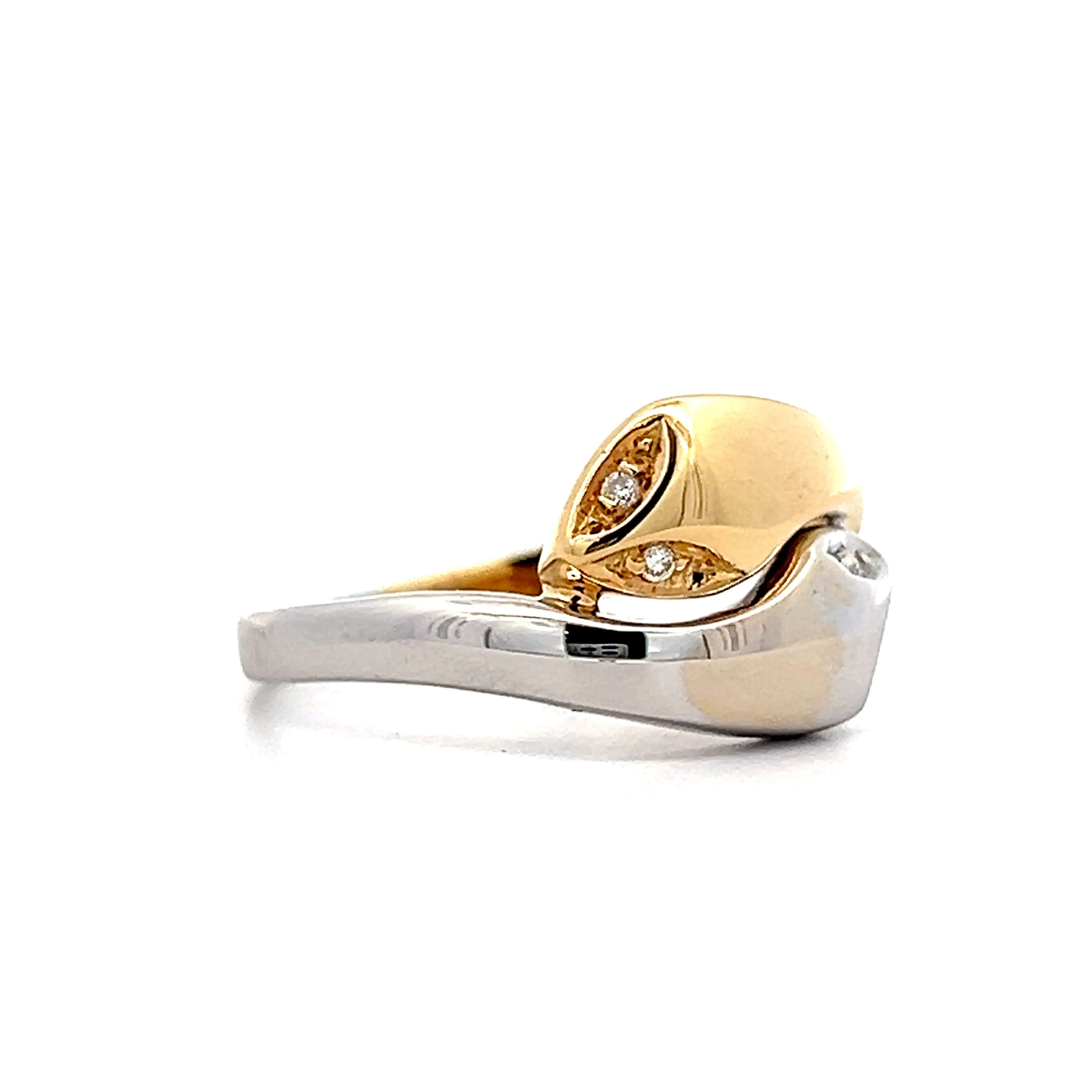 .06 Mens Two-Tone Double Headed Snake Ring in 18k - Image 3