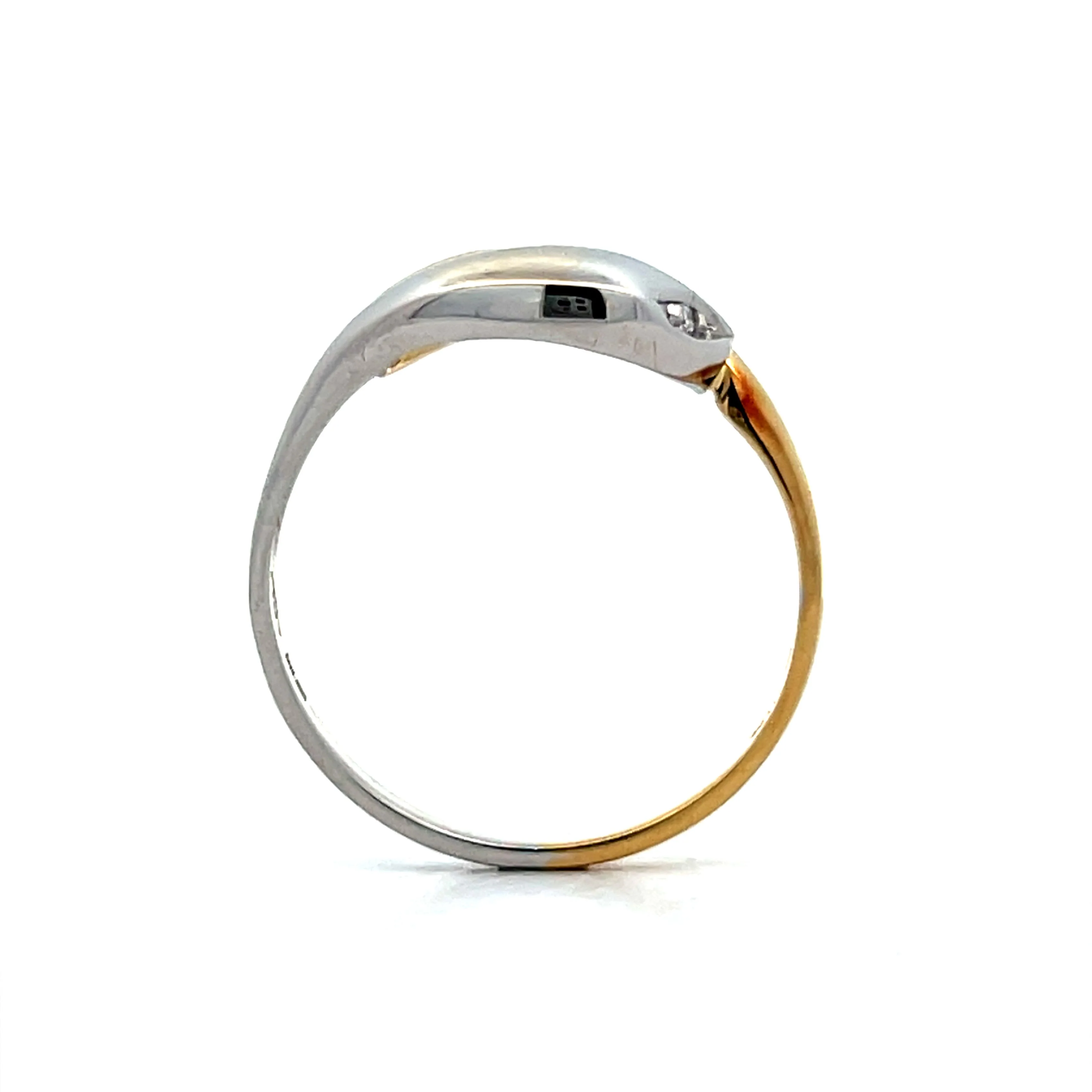 .06 Mens Two-Tone Double Headed Snake Ring in 18k - Image 4