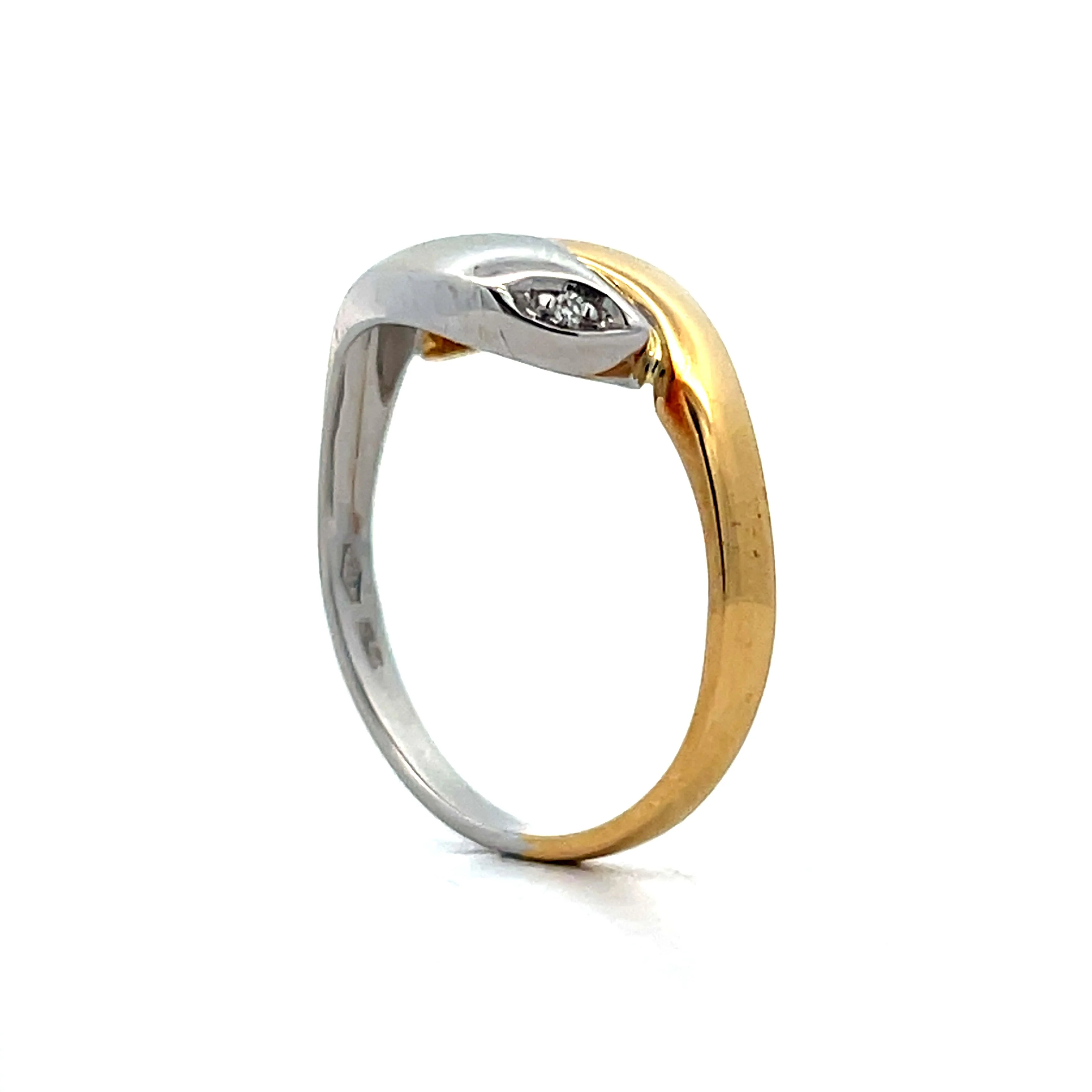 .06 Mens Two-Tone Double Headed Snake Ring in 18k - Image 5