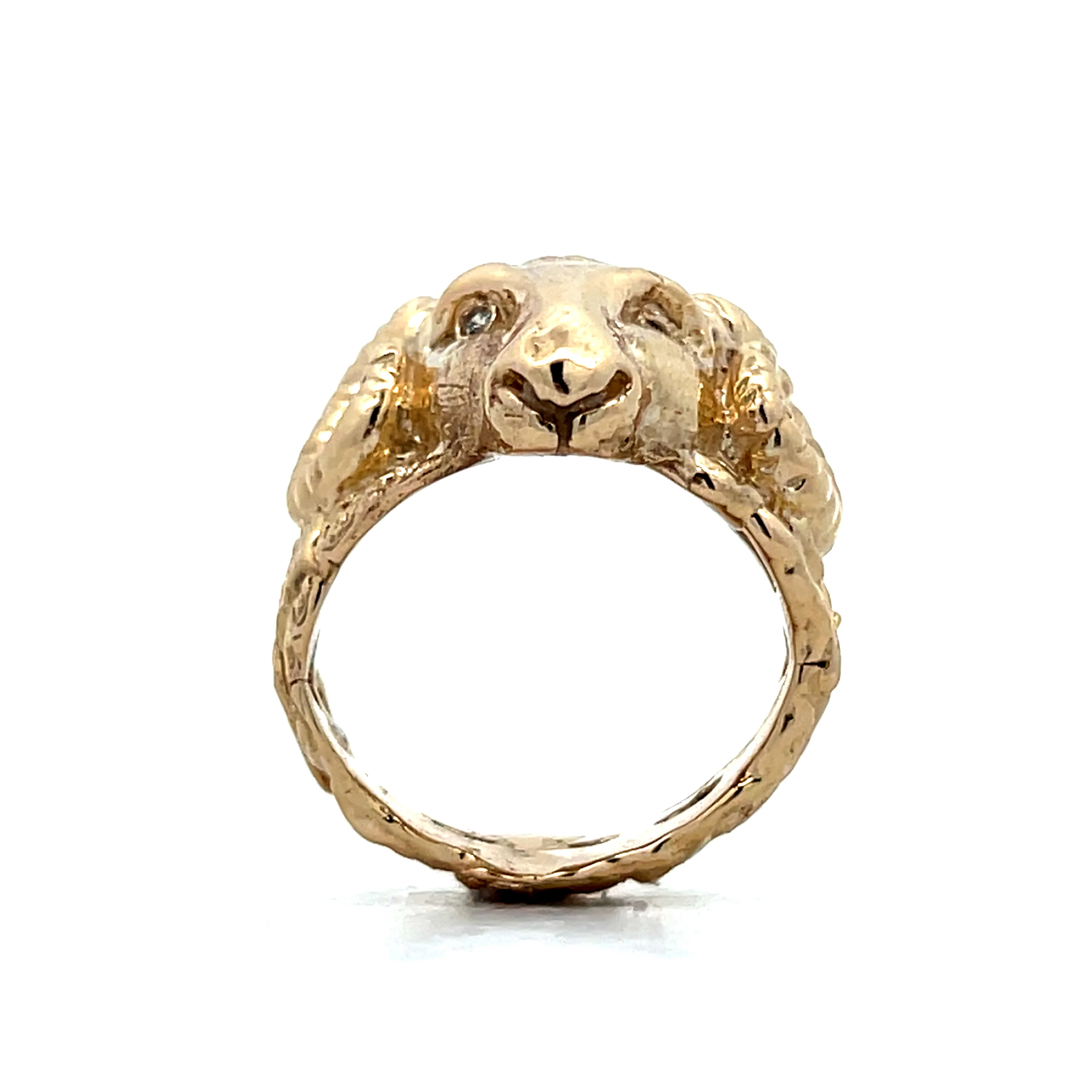 .06 Men's Vintage Rams Head Ring in 14k Yellow Gold - Image 4
