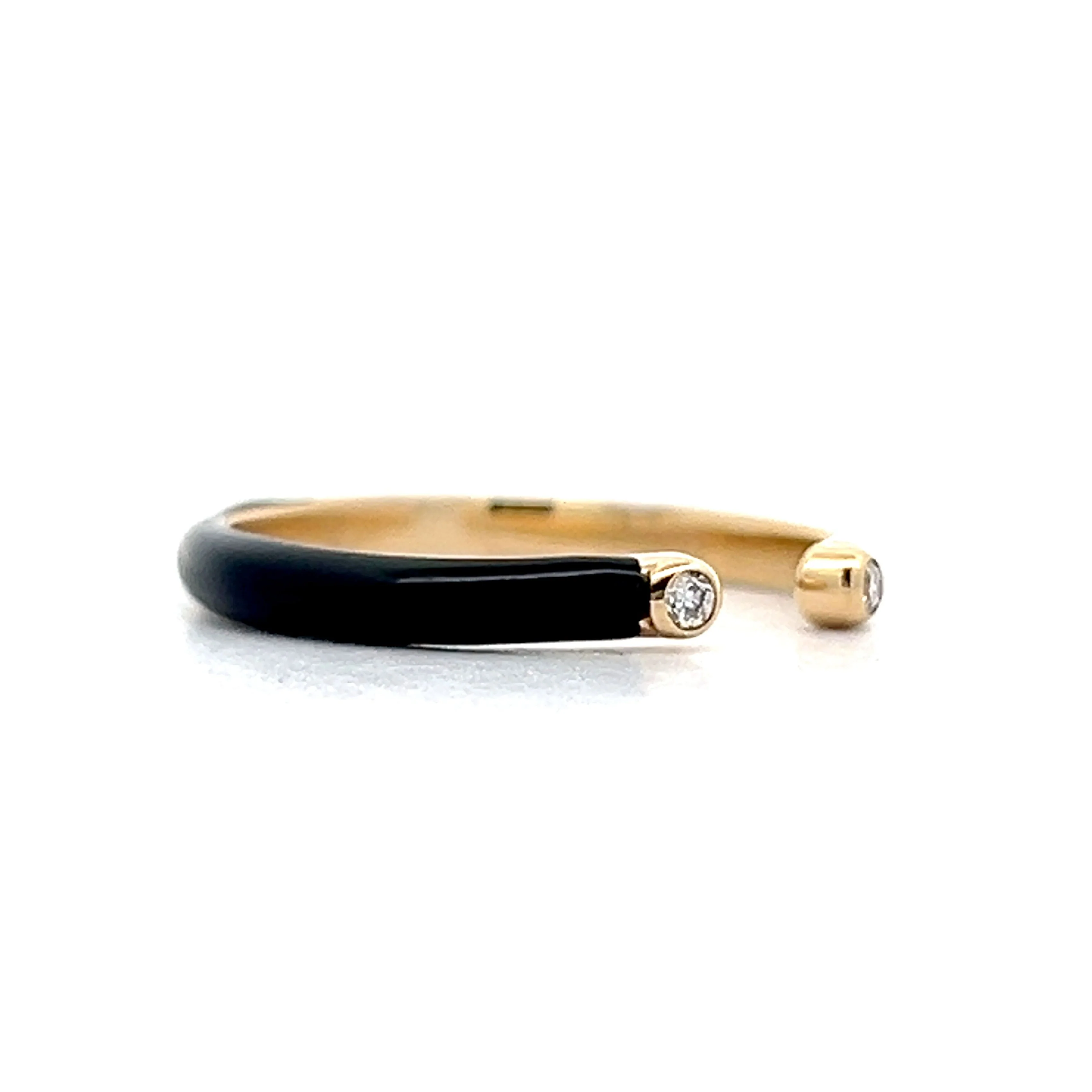 .06 Open Diamond & Enamel Stacking Ring in Yellow Gold - Image 3