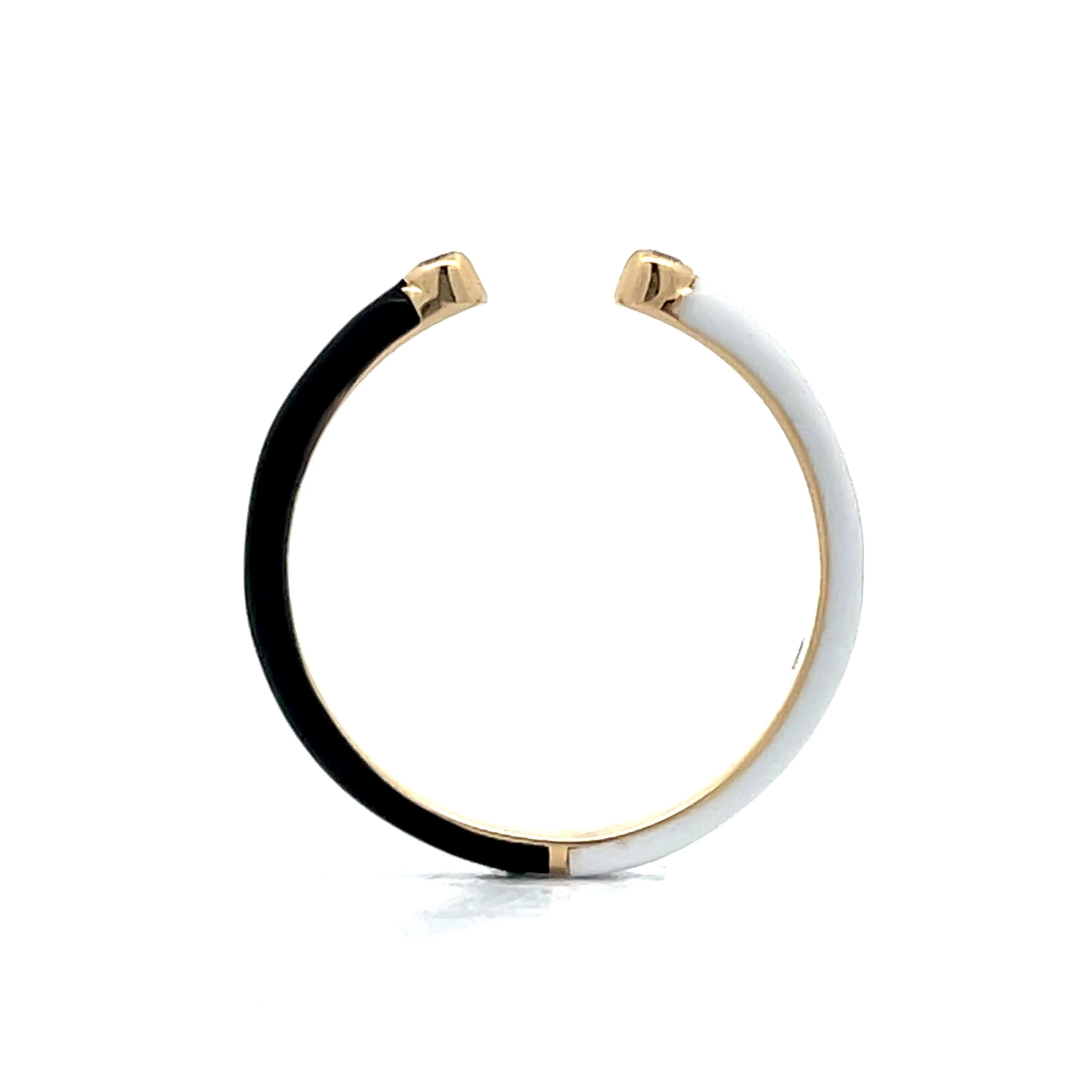 .06 Open Diamond & Enamel Stacking Ring in Yellow Gold - Image 4