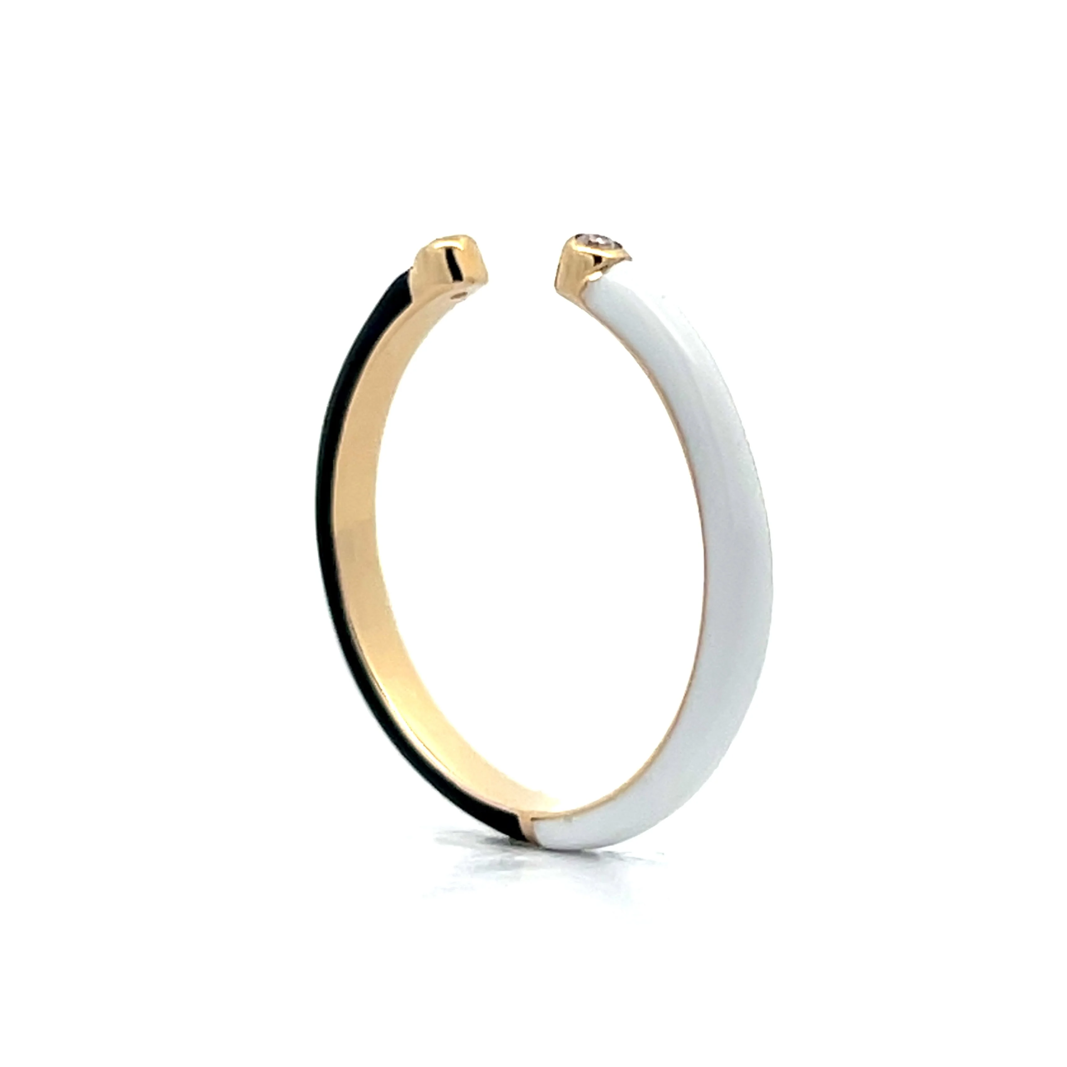 .06 Open Diamond & Enamel Stacking Ring in Yellow Gold - Image 5