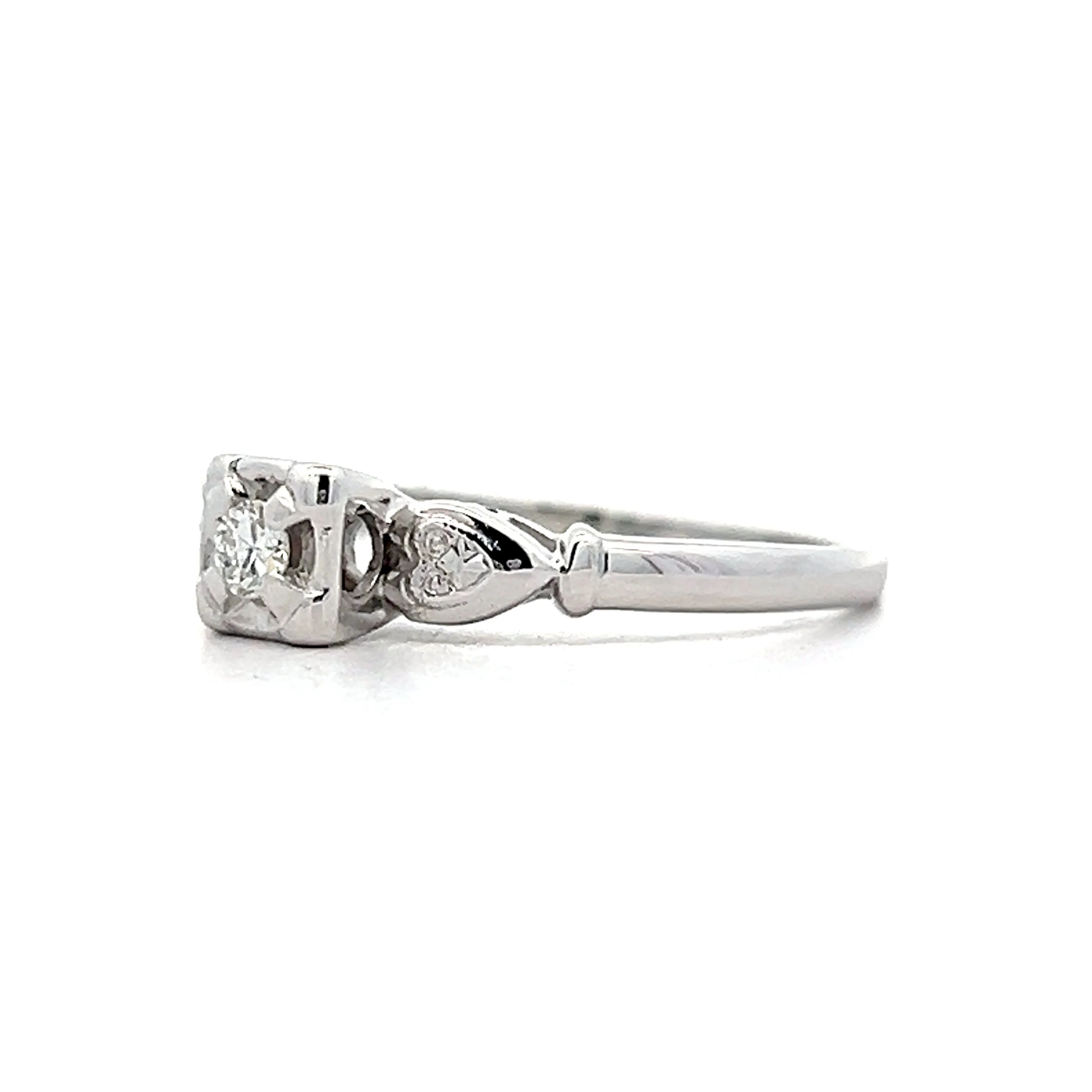 .06 Retro Diamond Engagement Ring in 14k White Gold - Image 2