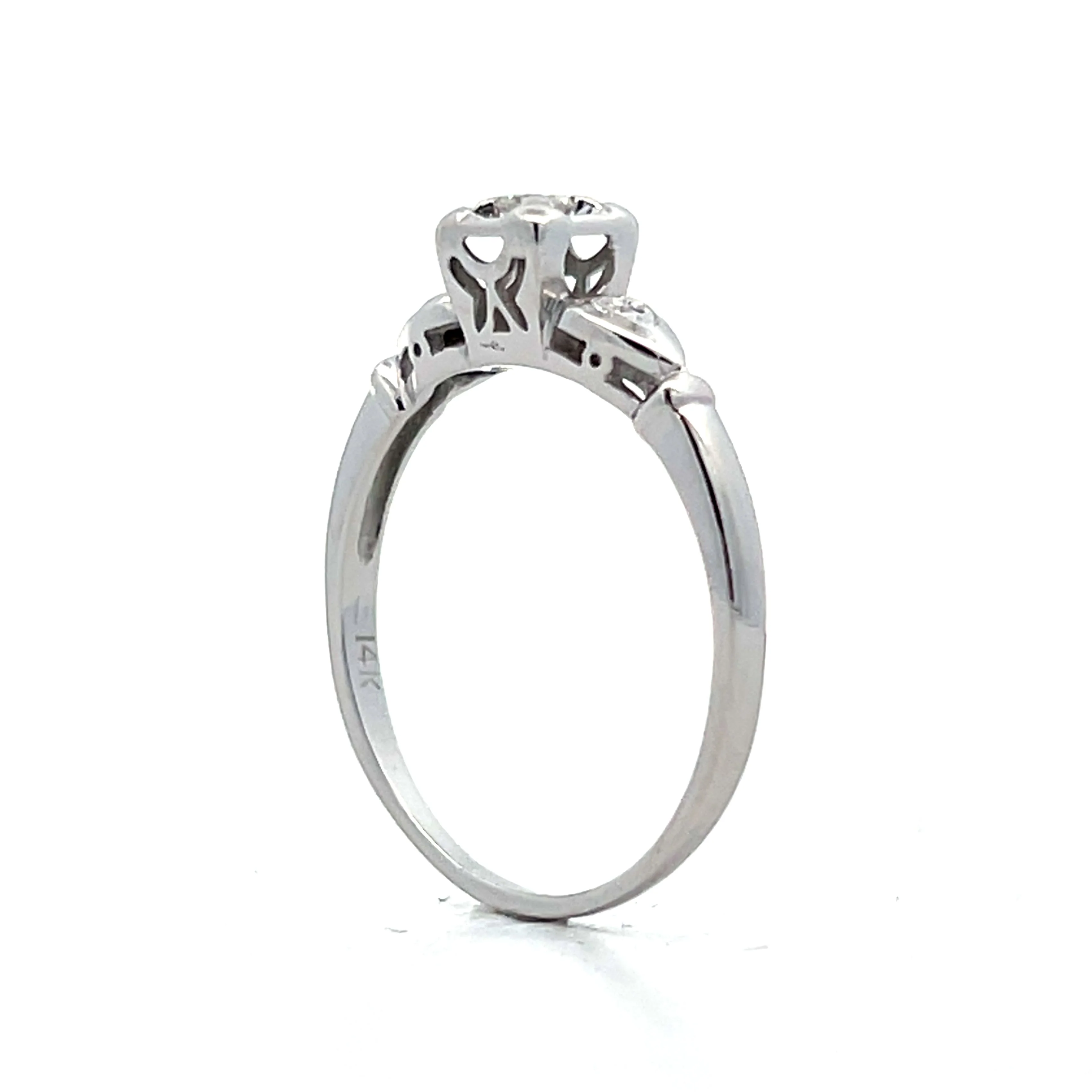 .06 Retro Diamond Engagement Ring in 14k White Gold - Image 5