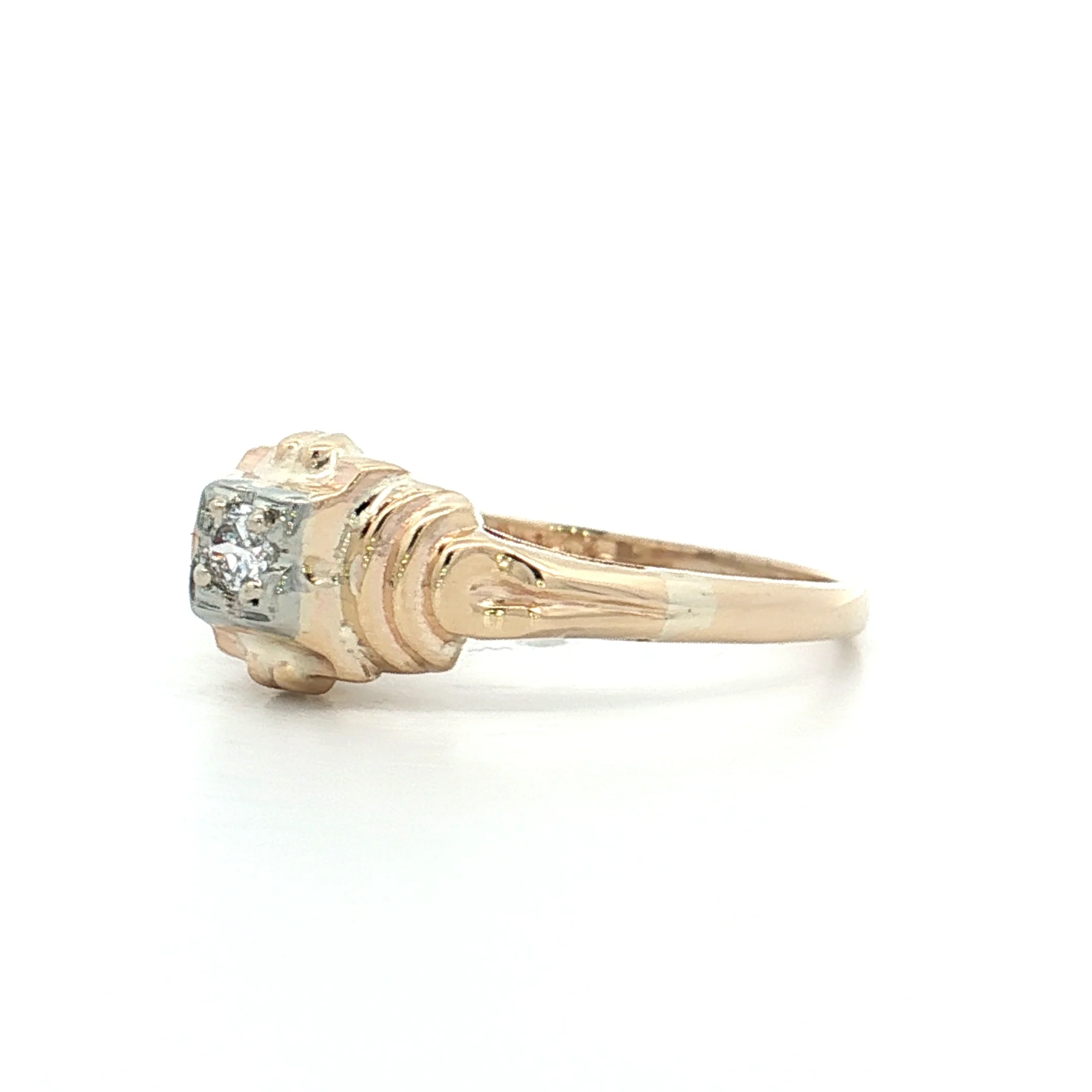 .06 Retro Diamond Engagement Ring Two-Tone 10k - Image 2