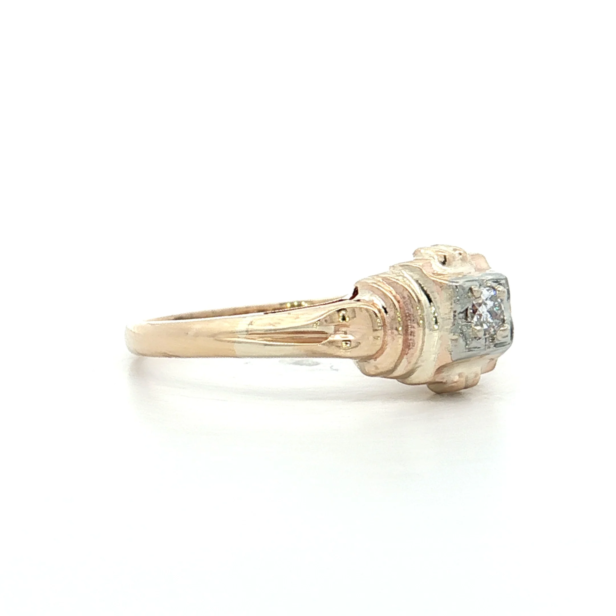 .06 Retro Diamond Engagement Ring Two-Tone 10k - Image 3