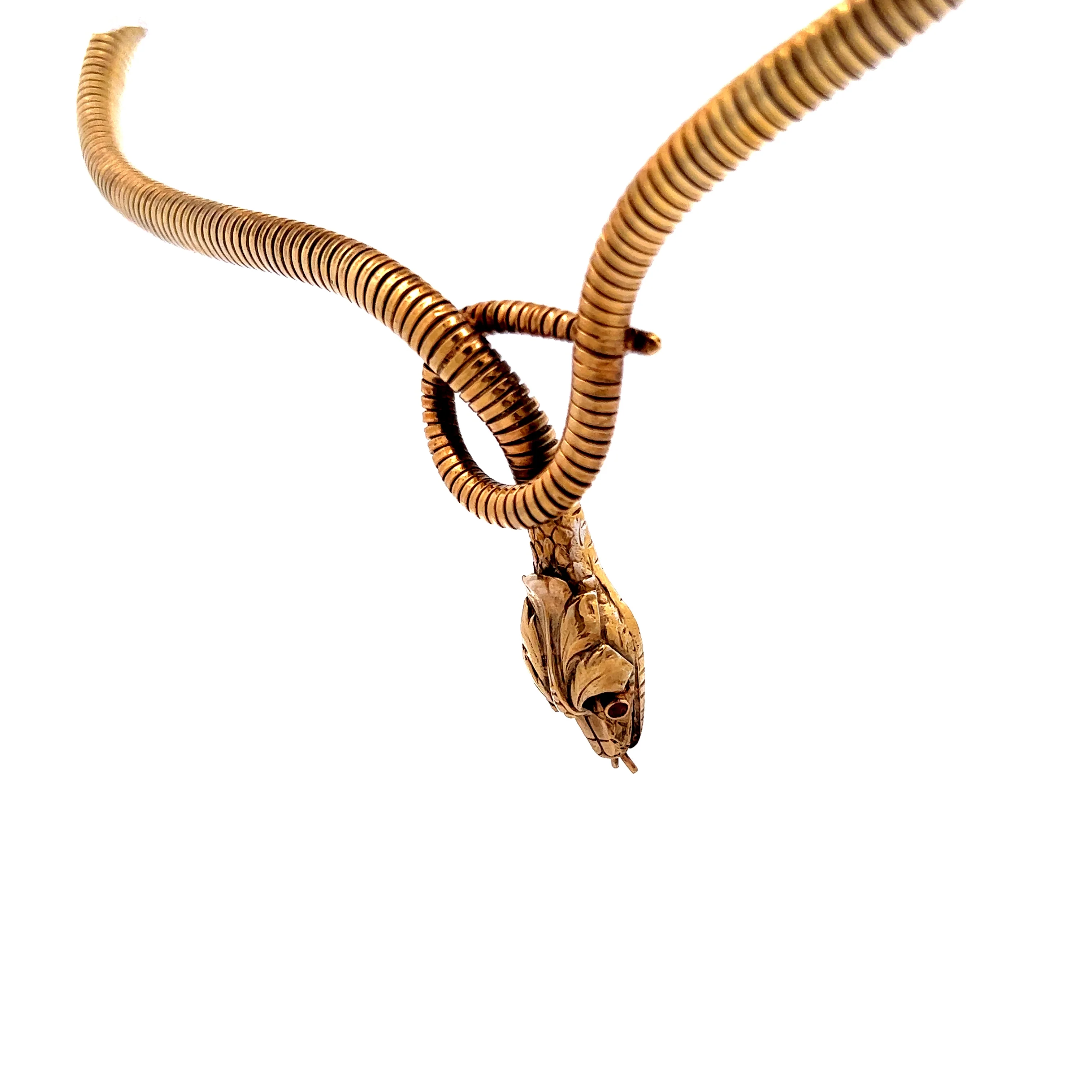 Vintage Victorian Ruby Snake Necklace in 9k Yellow Gold - Image 2