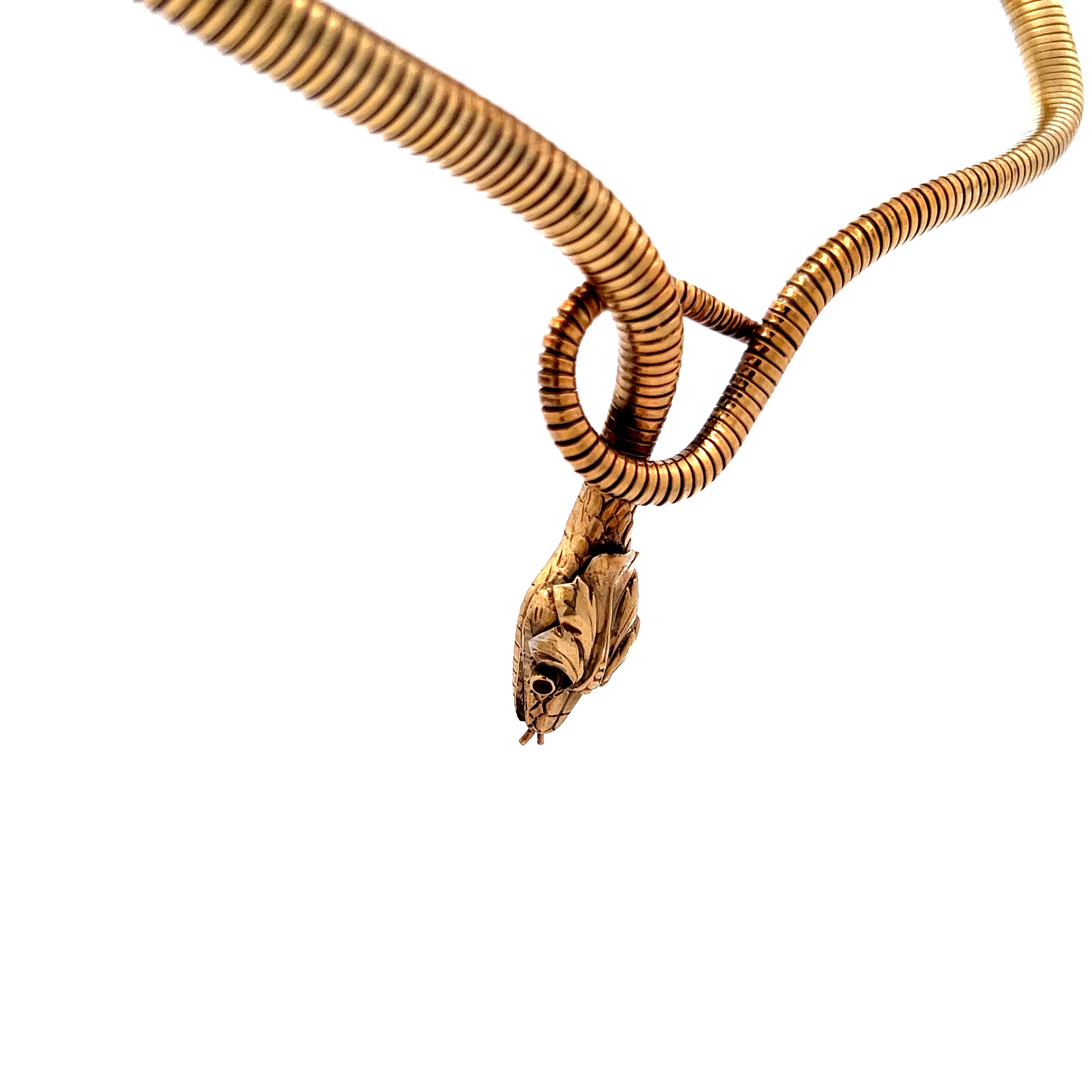 Vintage Victorian Ruby Snake Necklace in 9k Yellow Gold - Image 3