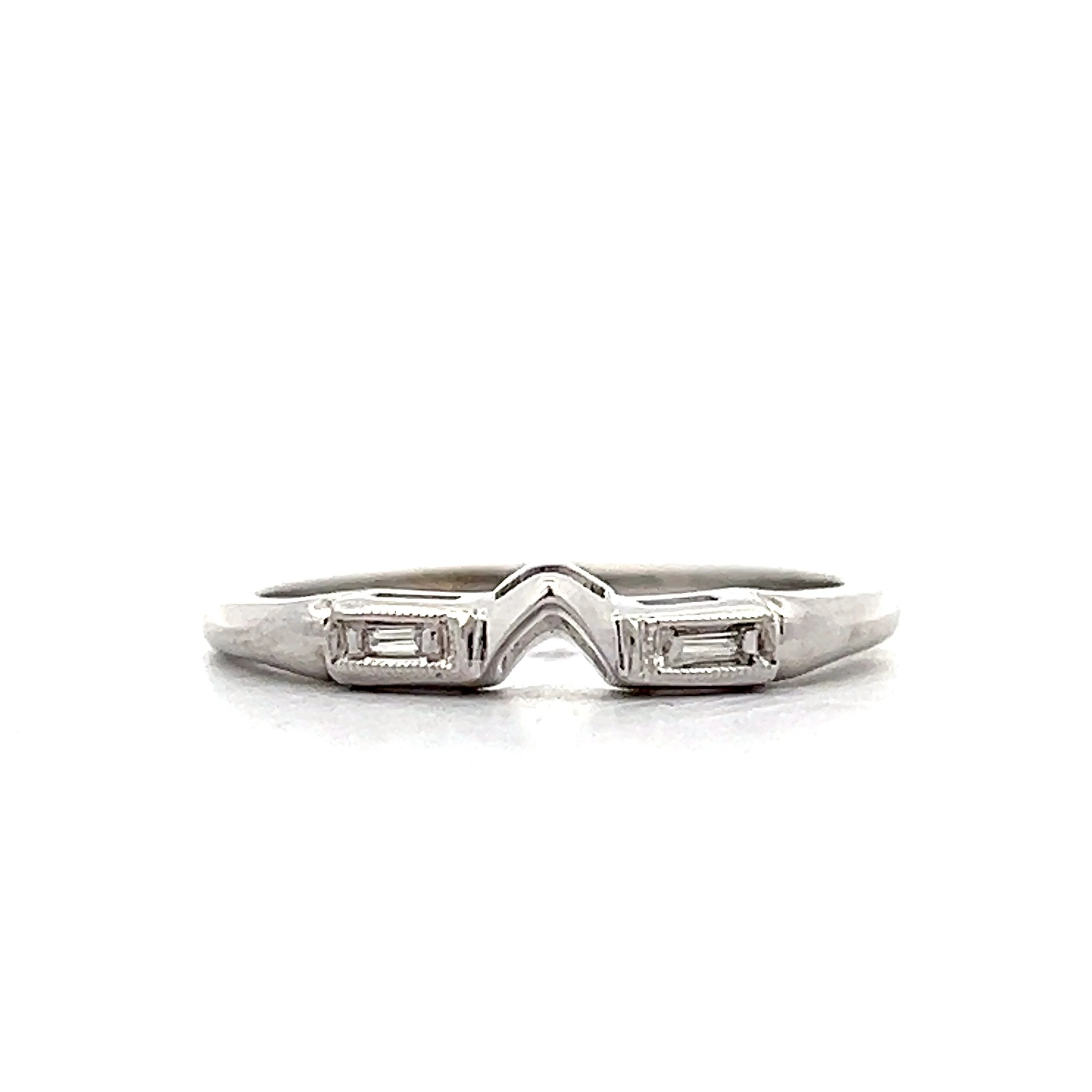 .06 V Notched Diamond Wedding Band in 14k