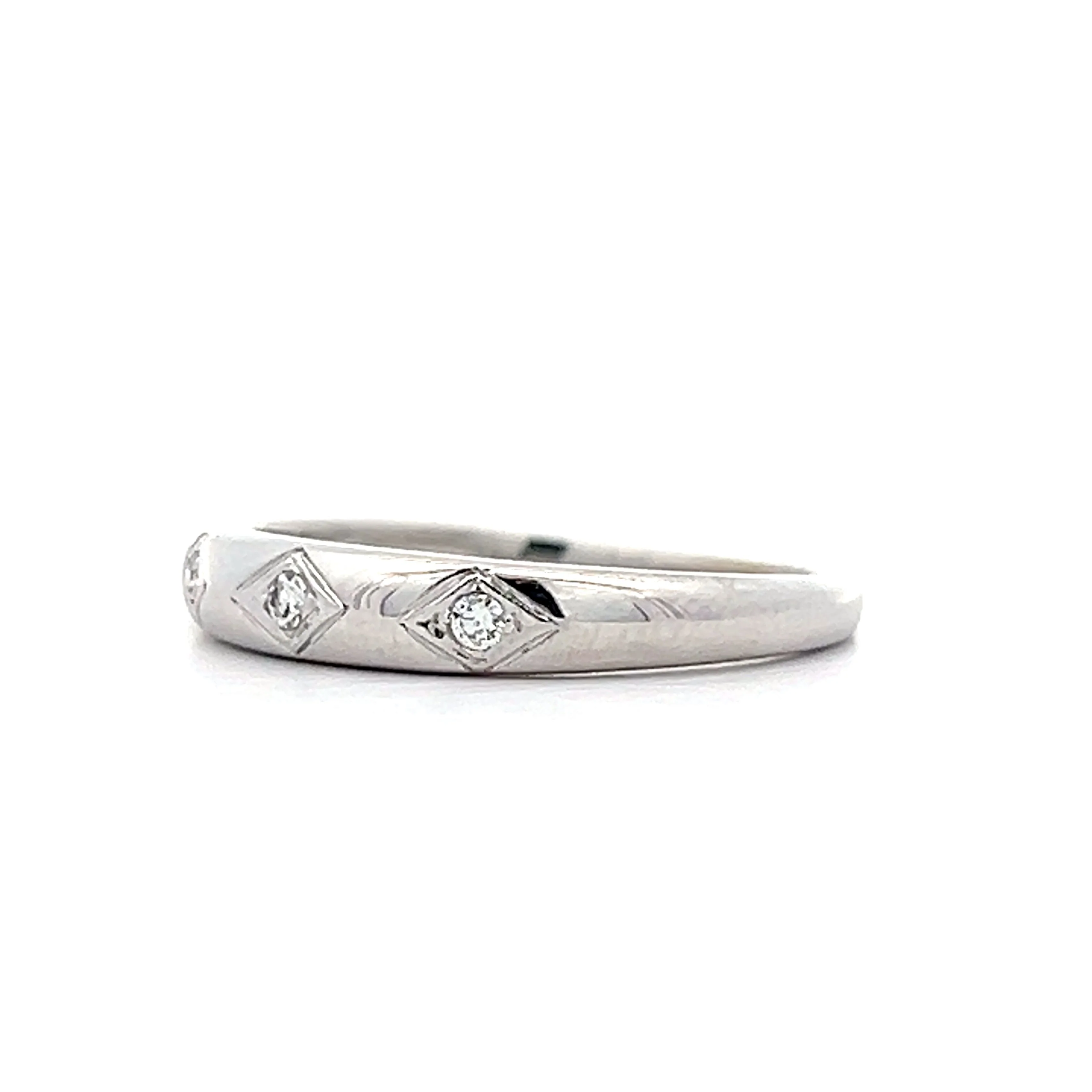 .06 Vintage Flush Set Diamond Band in 14k White Gold - Image 2