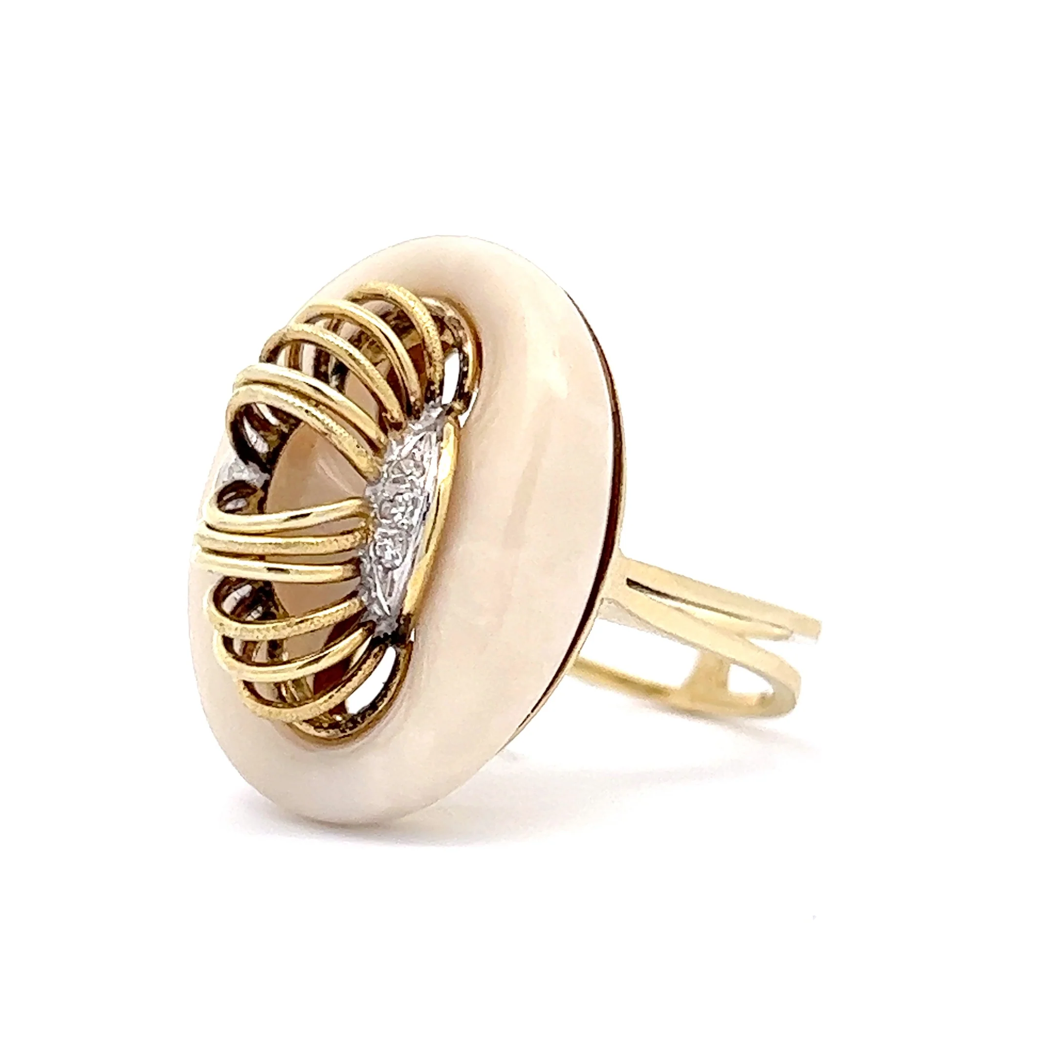 Vintage Mid-Century Diamond Cocktail Ring in 14k Yellow Gold - Image 2