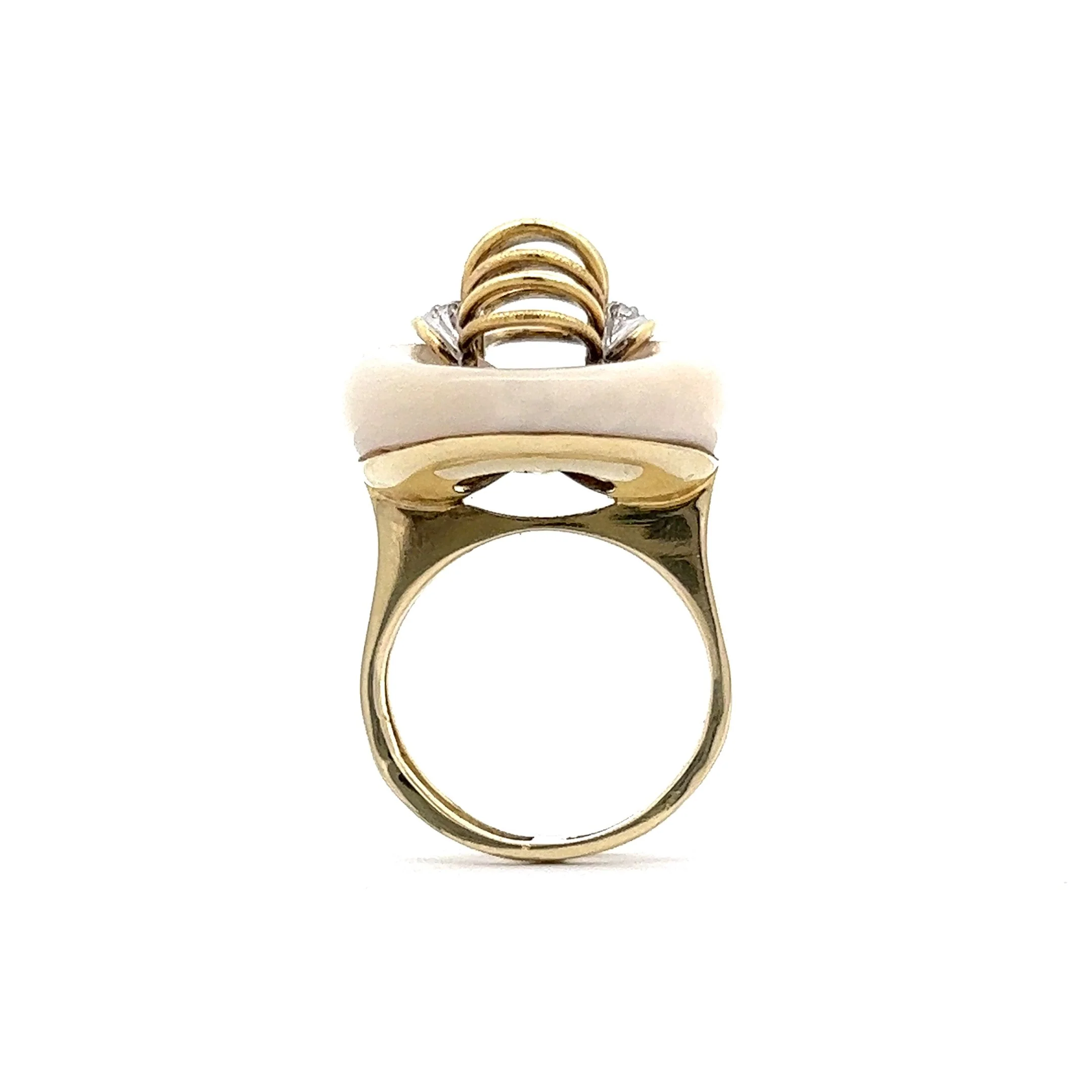 Vintage Mid-Century Diamond Cocktail Ring in 14k Yellow Gold - Image 4