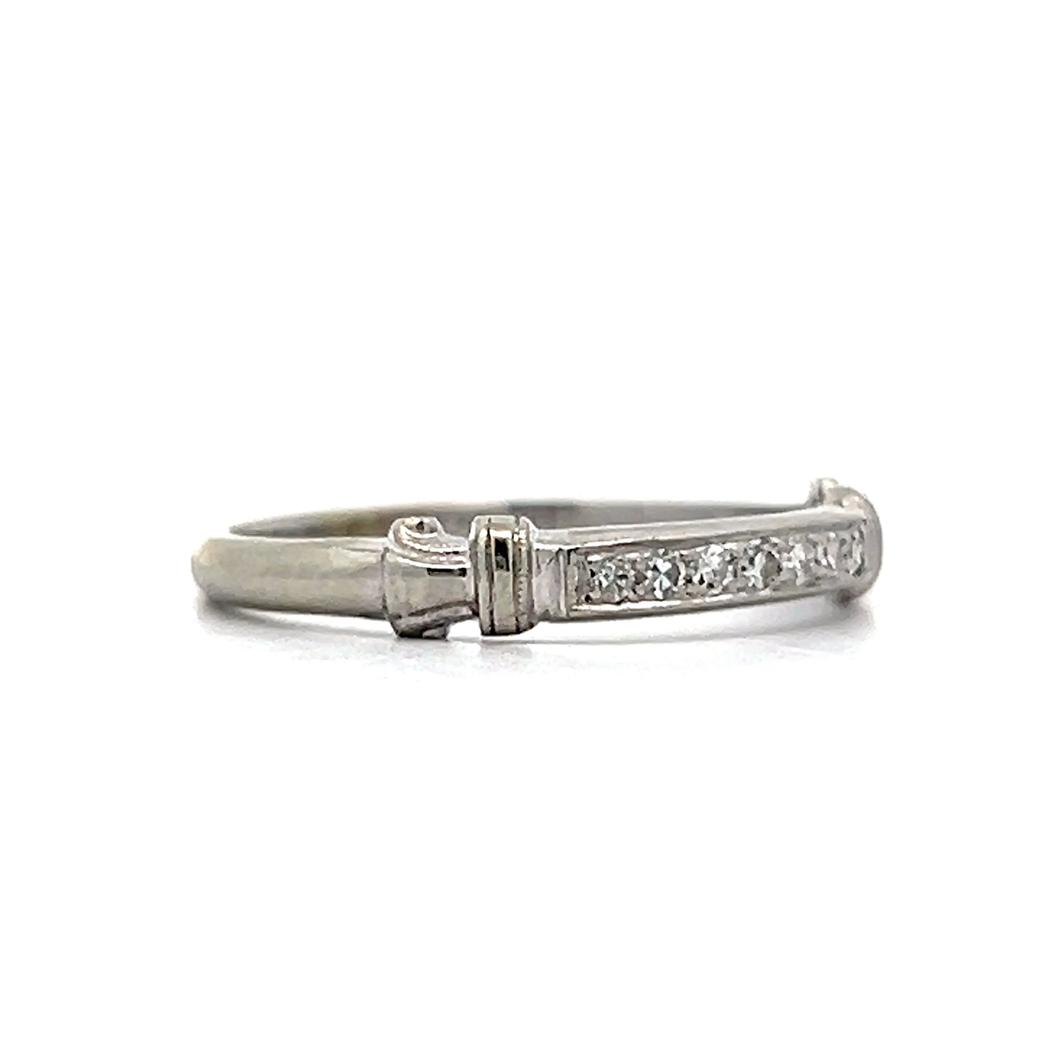 .07 Antique Art Deco Diamond Wedding Band in White Gold - Image 3