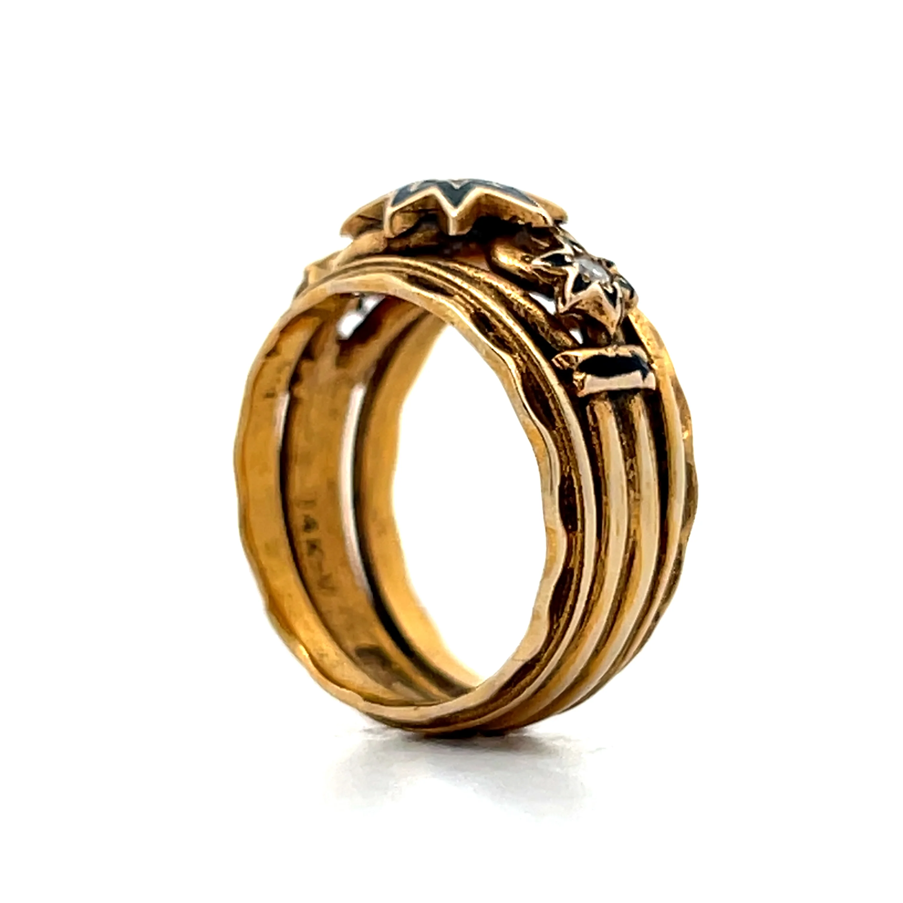 .07 Antique Victorian Diamond & Enamel Cocktail Ring - Image 5