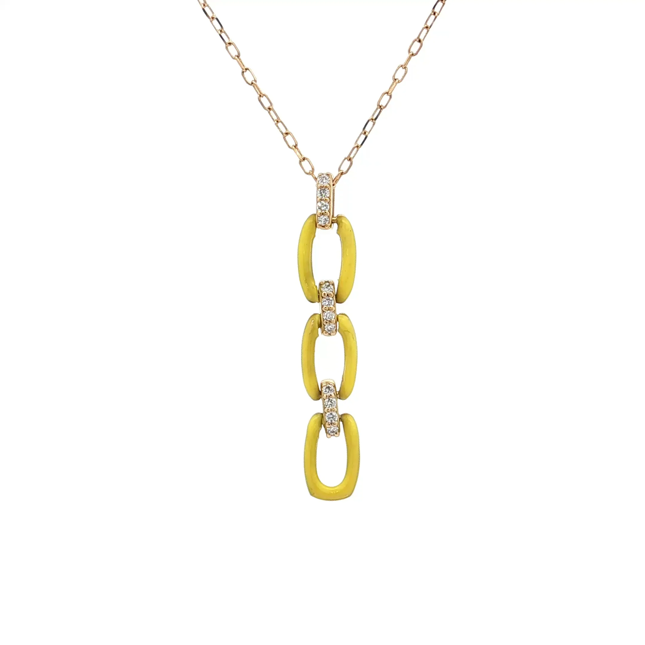 .07 Diamond Chain Link Pendant 18k Yellow Gold