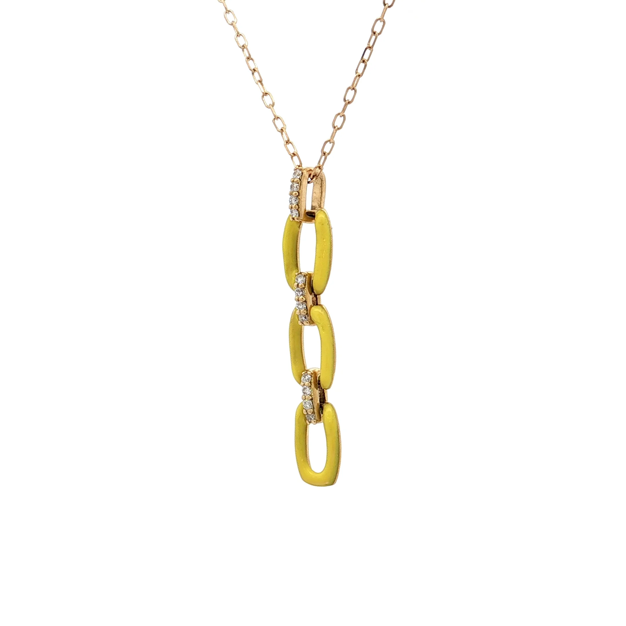 .07 Diamond Chain Link Pendant 18k Yellow Gold - Image 2