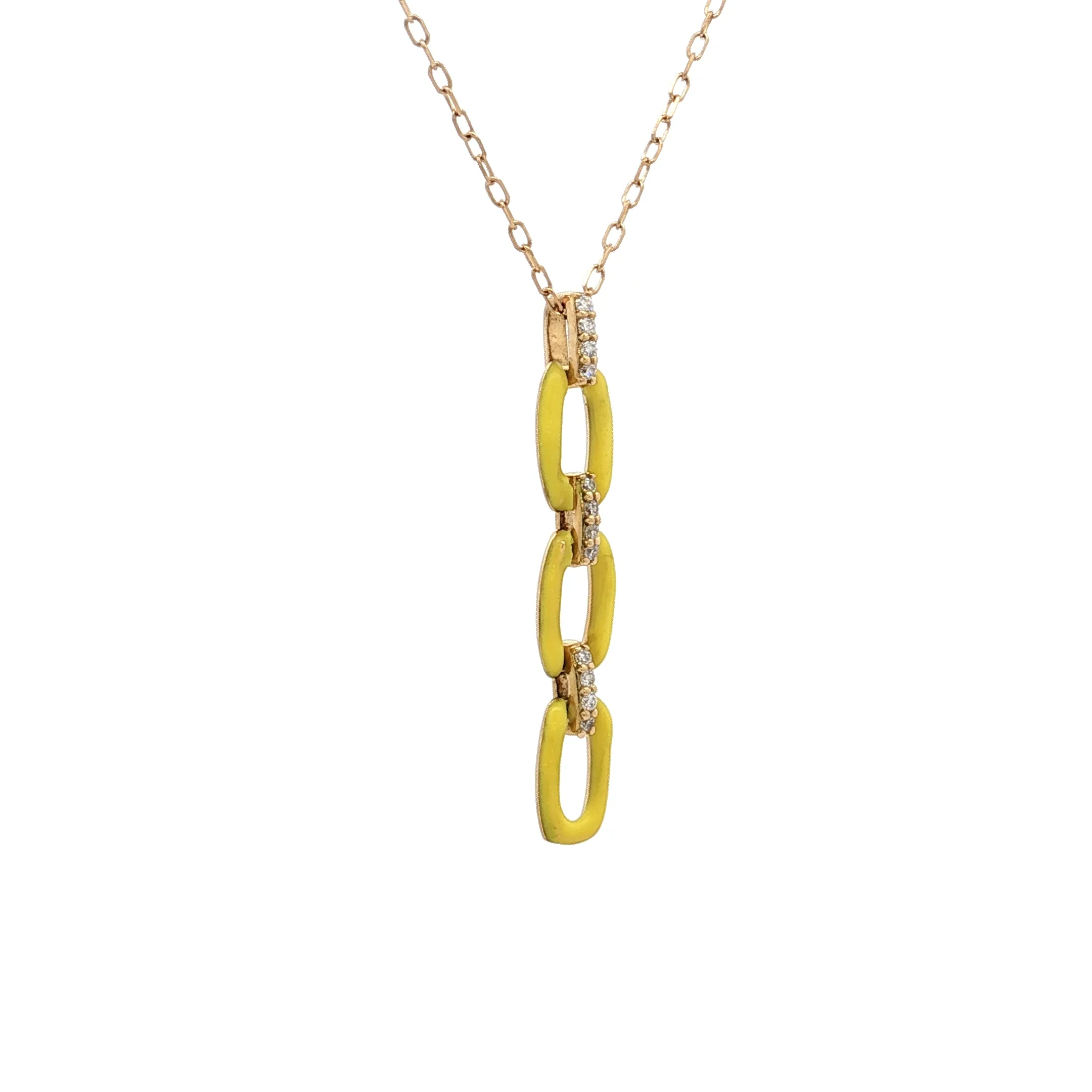 .07 Diamond Chain Link Pendant 18k Yellow Gold - Image 3