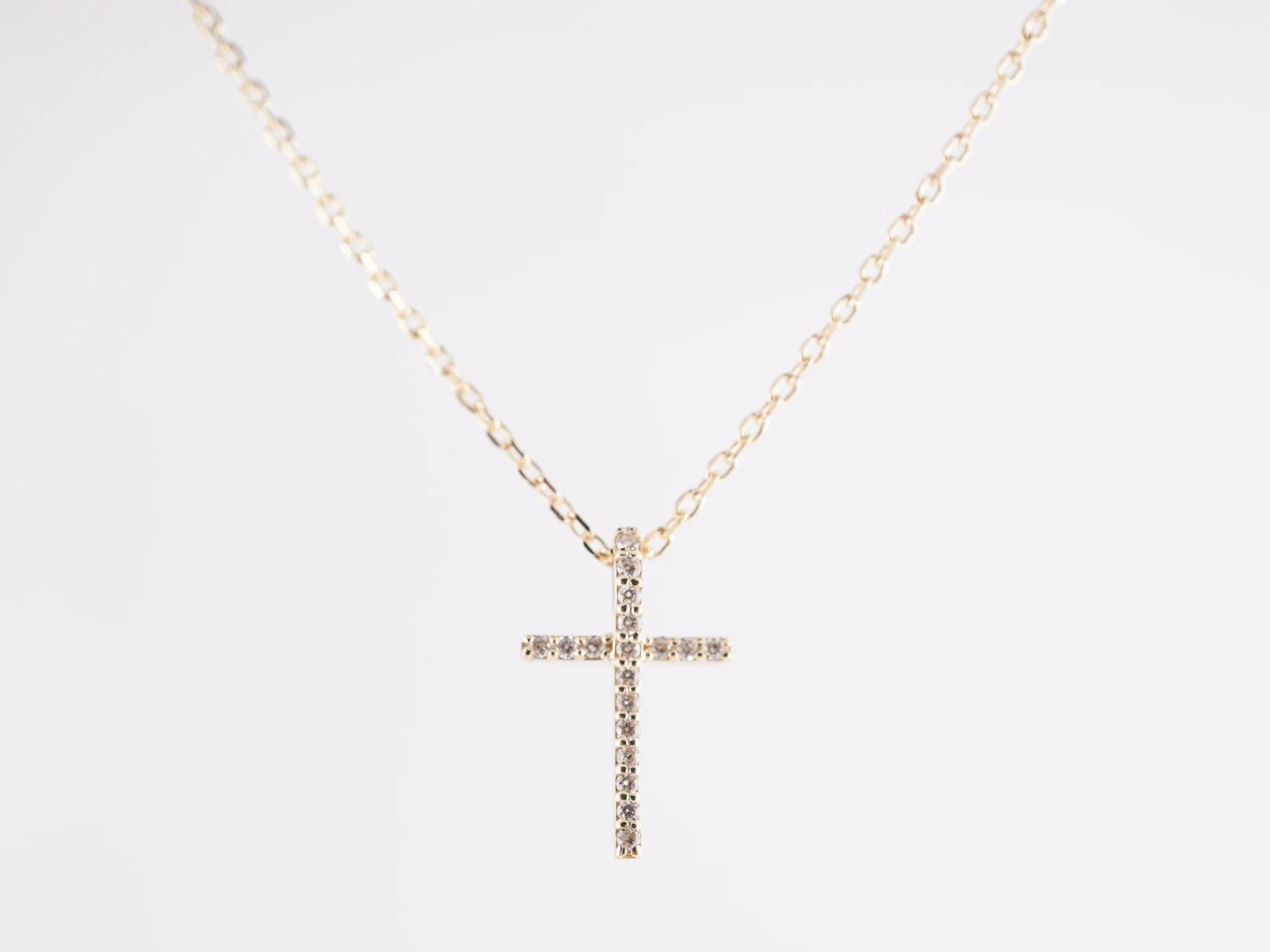 .07 Diamond Cross Necklace in 14k Yellow Gold - Image 2