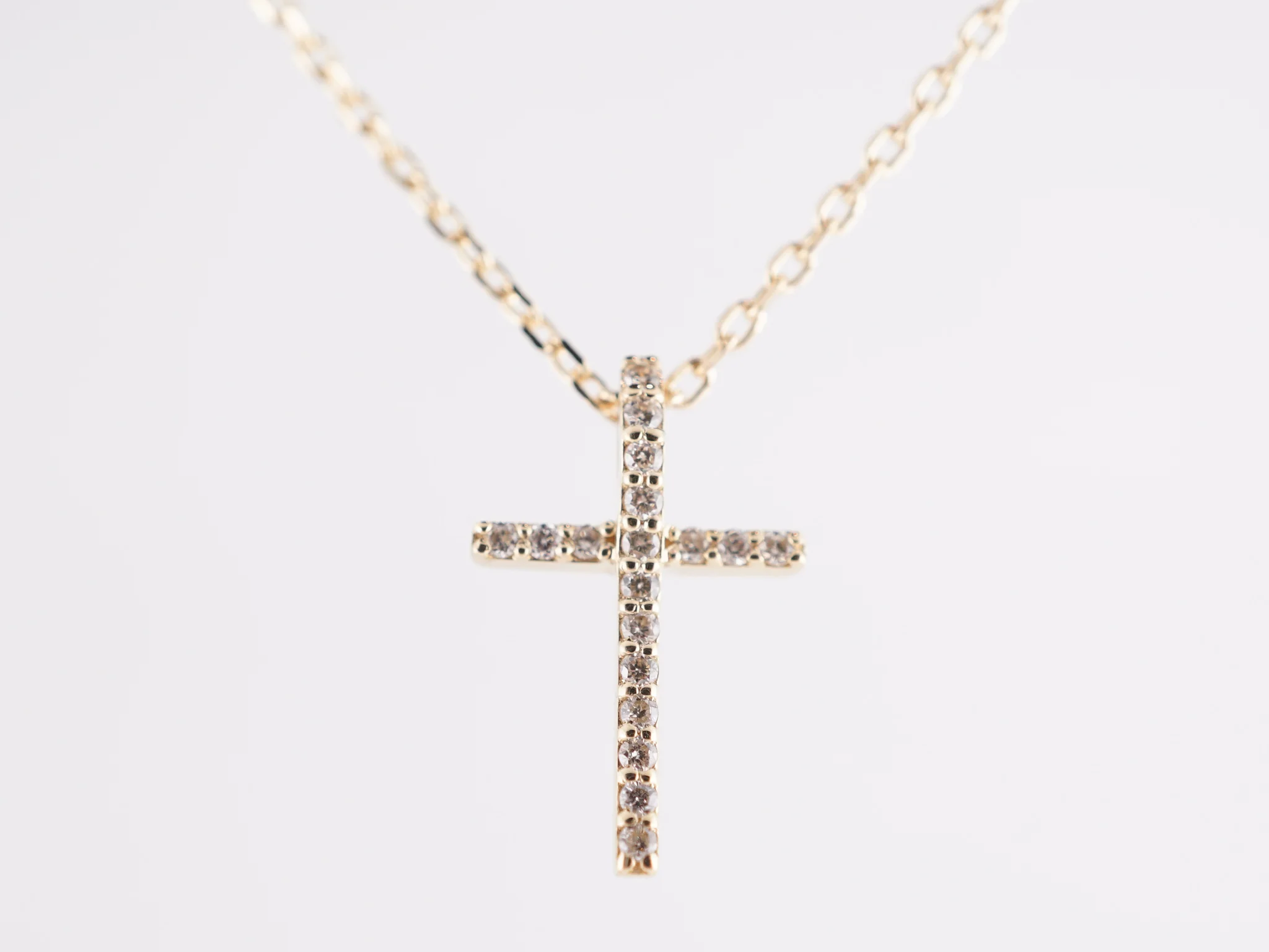 .07 Diamond Cross Necklace in 14k Yellow Gold - Image 3