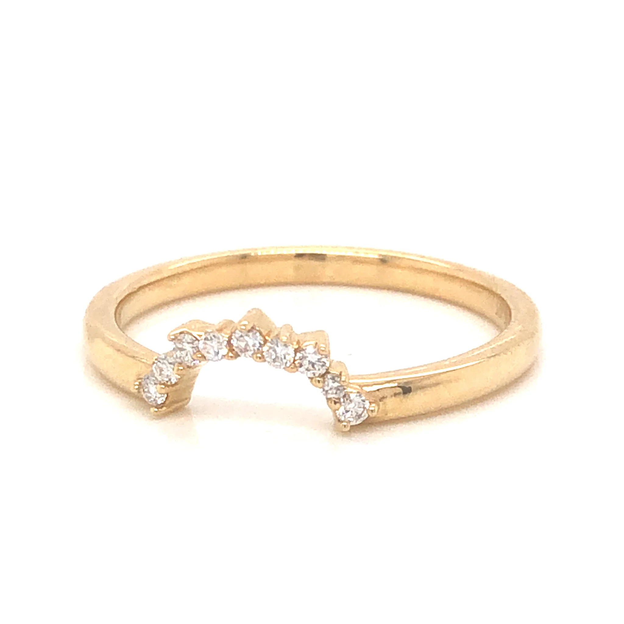 .07 Diamond Curved Wedding Band in 14k Yellow Gold - Image 2
