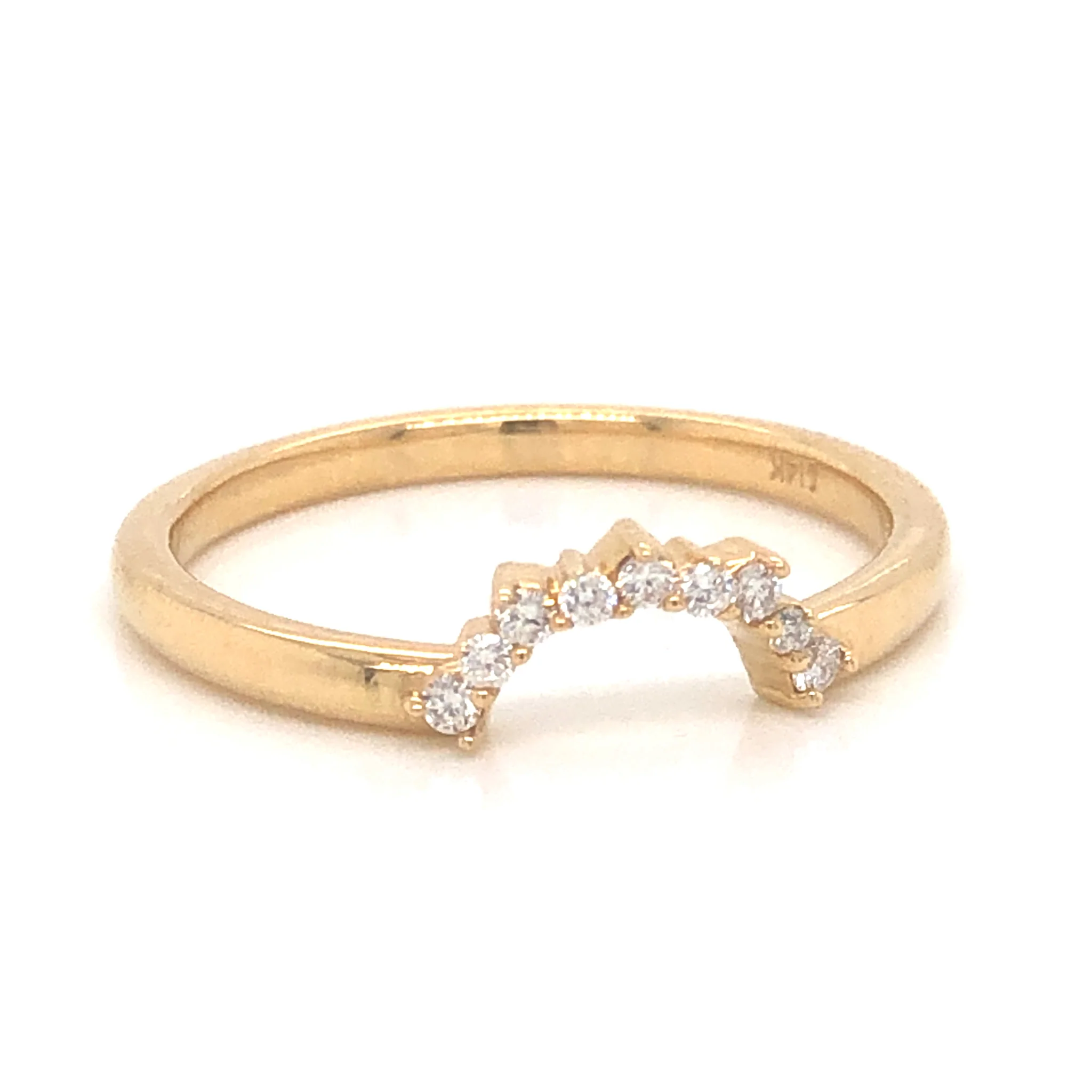 .07 Diamond Curved Wedding Band in 14k Yellow Gold - Image 3