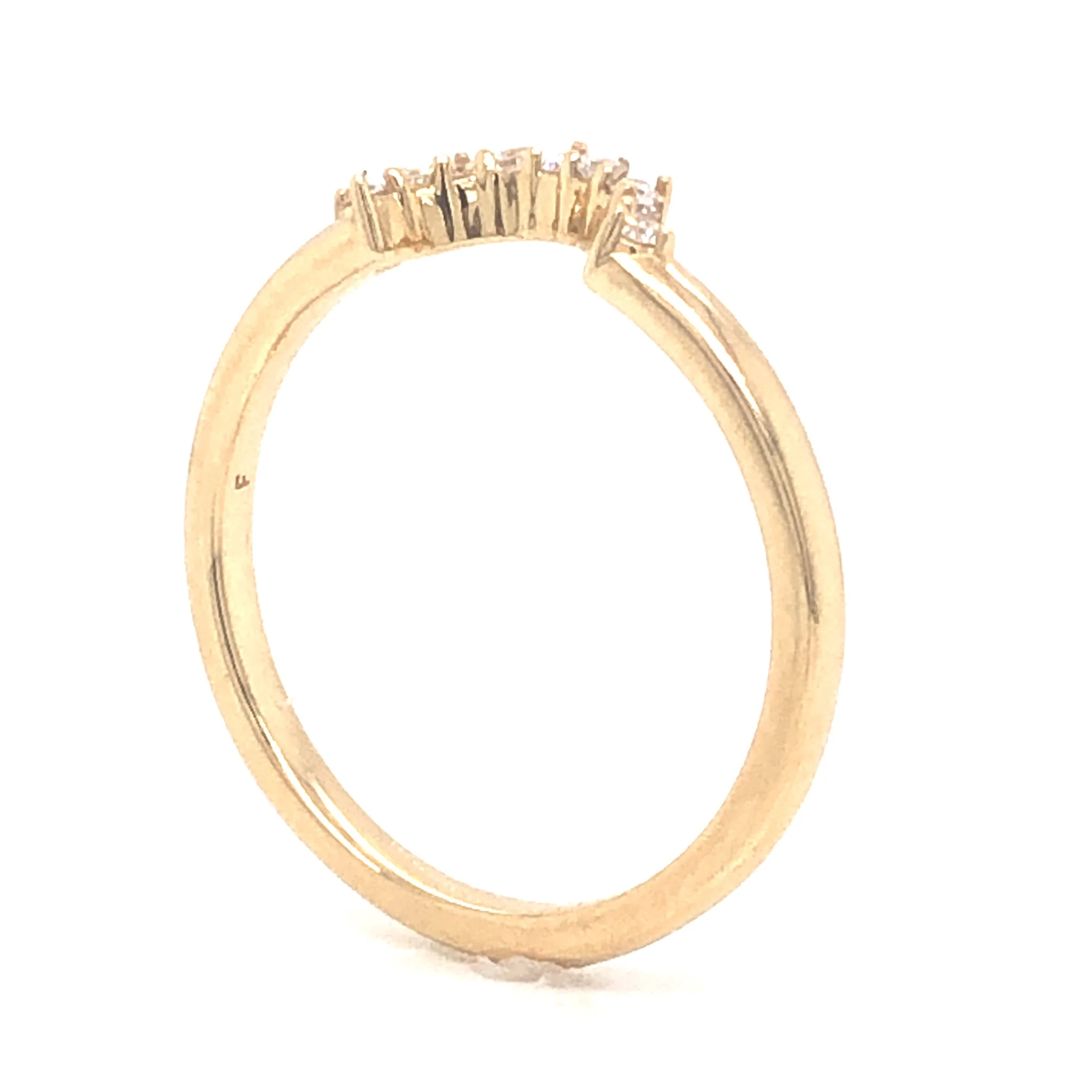 .07 Diamond Curved Wedding Band in 14k Yellow Gold - Image 4