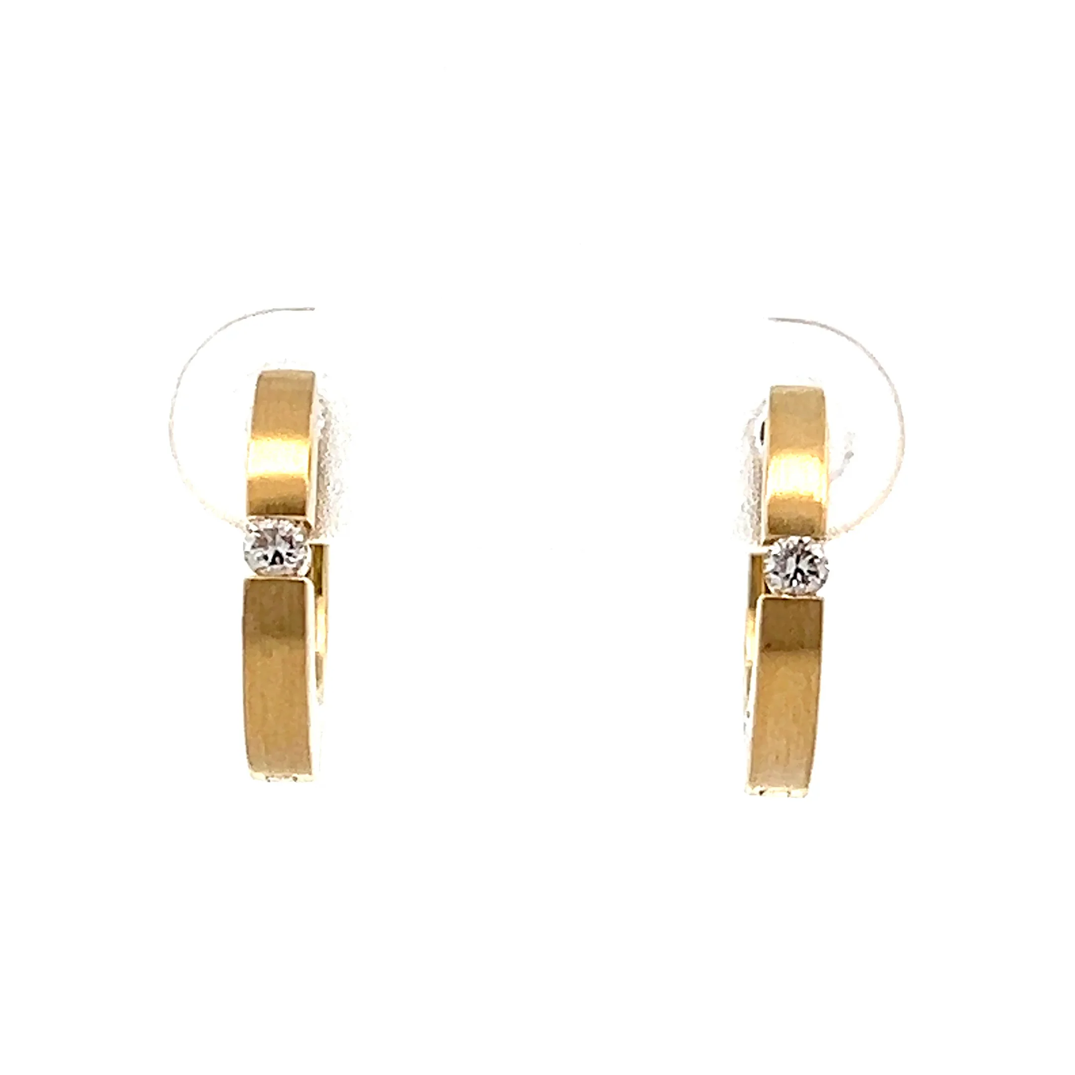 .07 Flat Edge Huggie Hoop Earrings in 18k