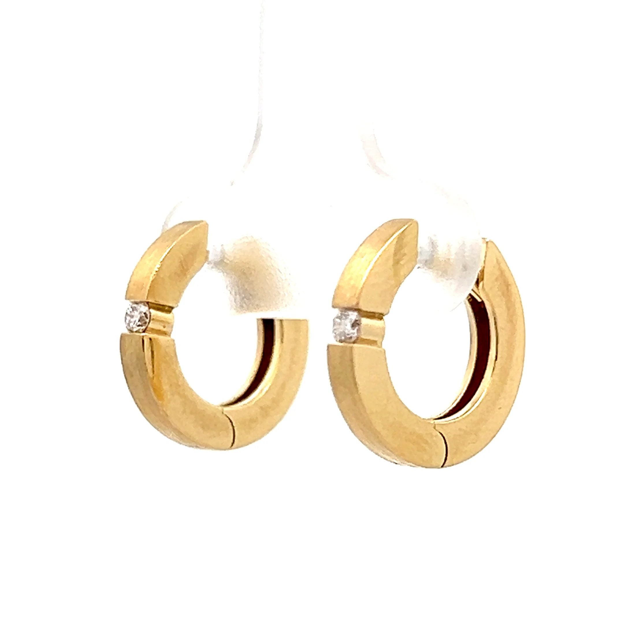 .07 Flat Edge Huggie Hoop Earrings in 18k - Image 2