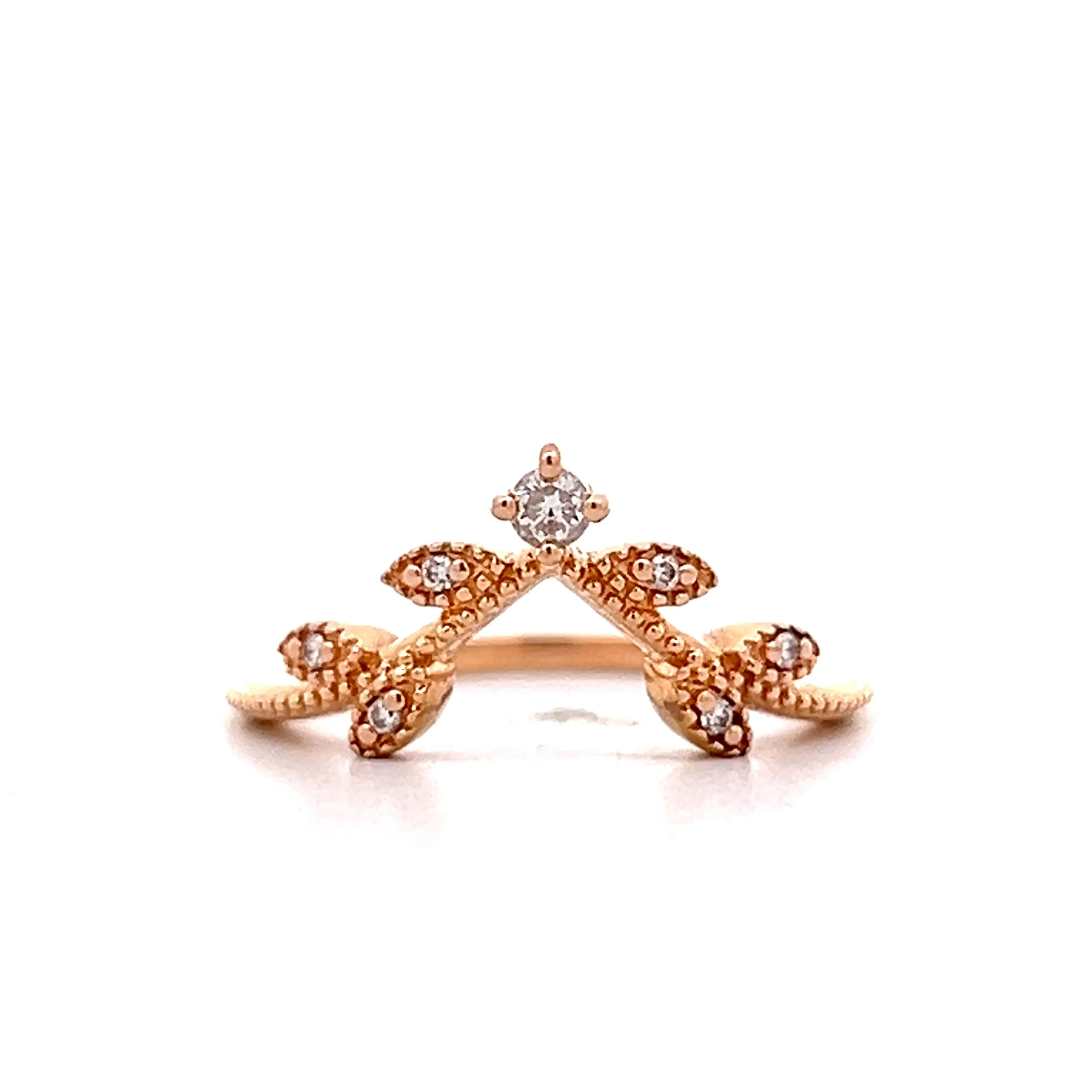 .07 Leaf Contour Wedding Band in 18k Rose Gold