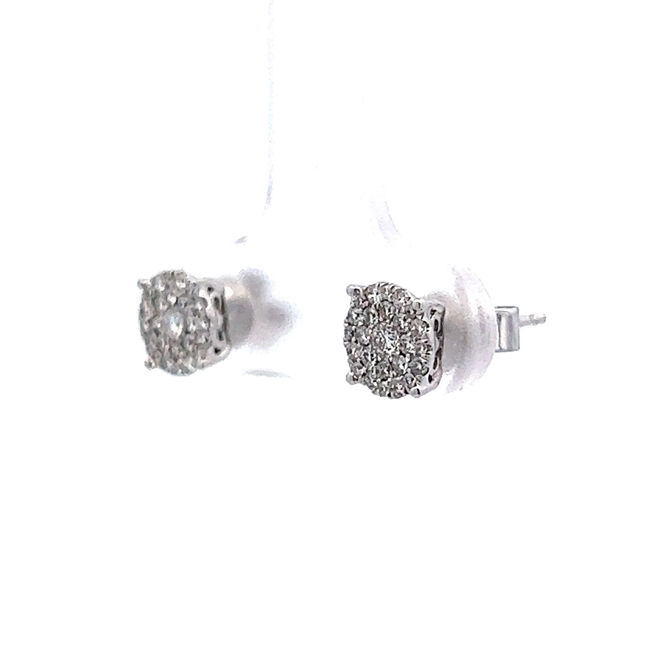 Small Pave Diamond Stud Earrings in 14k White Gold - Image 2