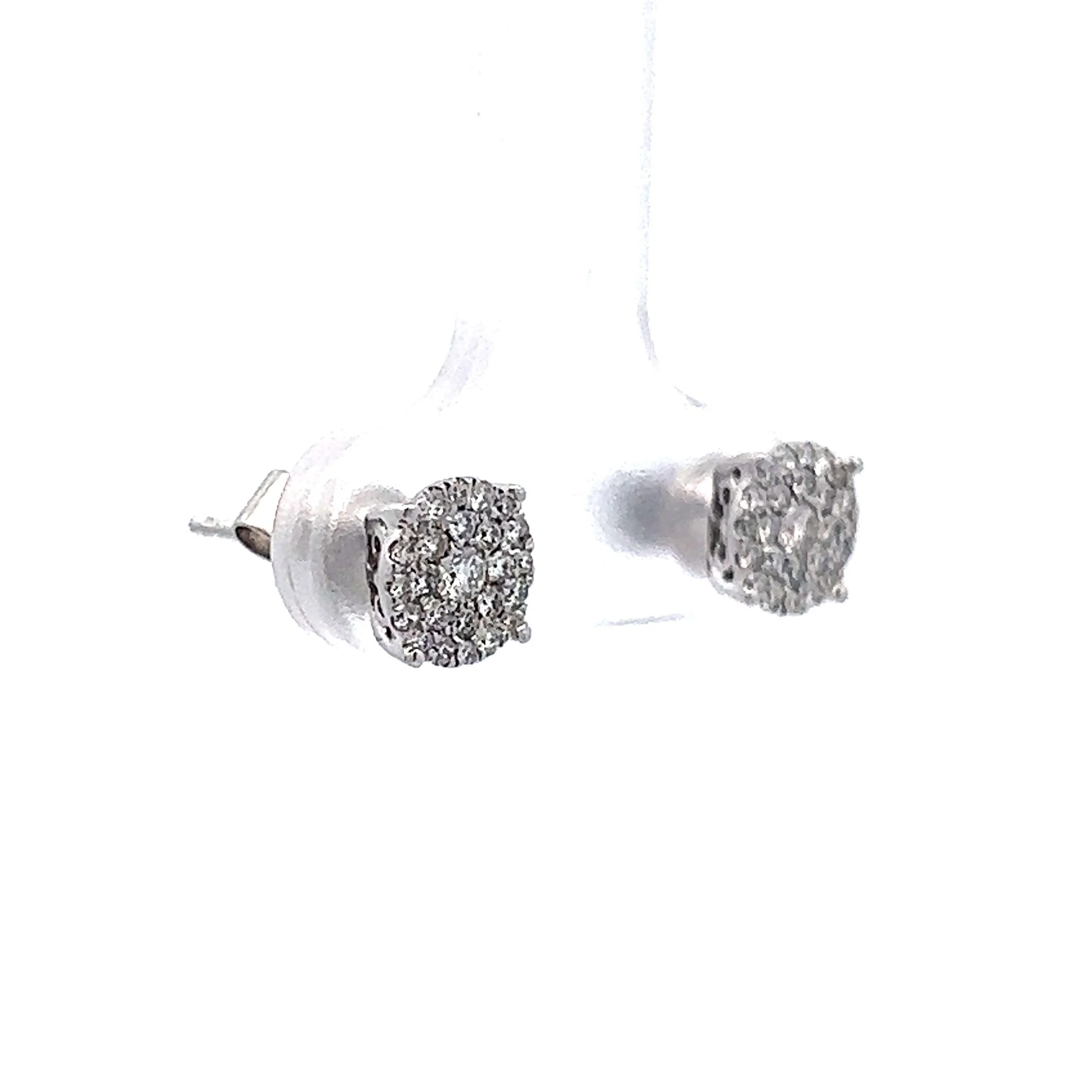 Small Pave Diamond Stud Earrings in 14k White Gold - Image 3