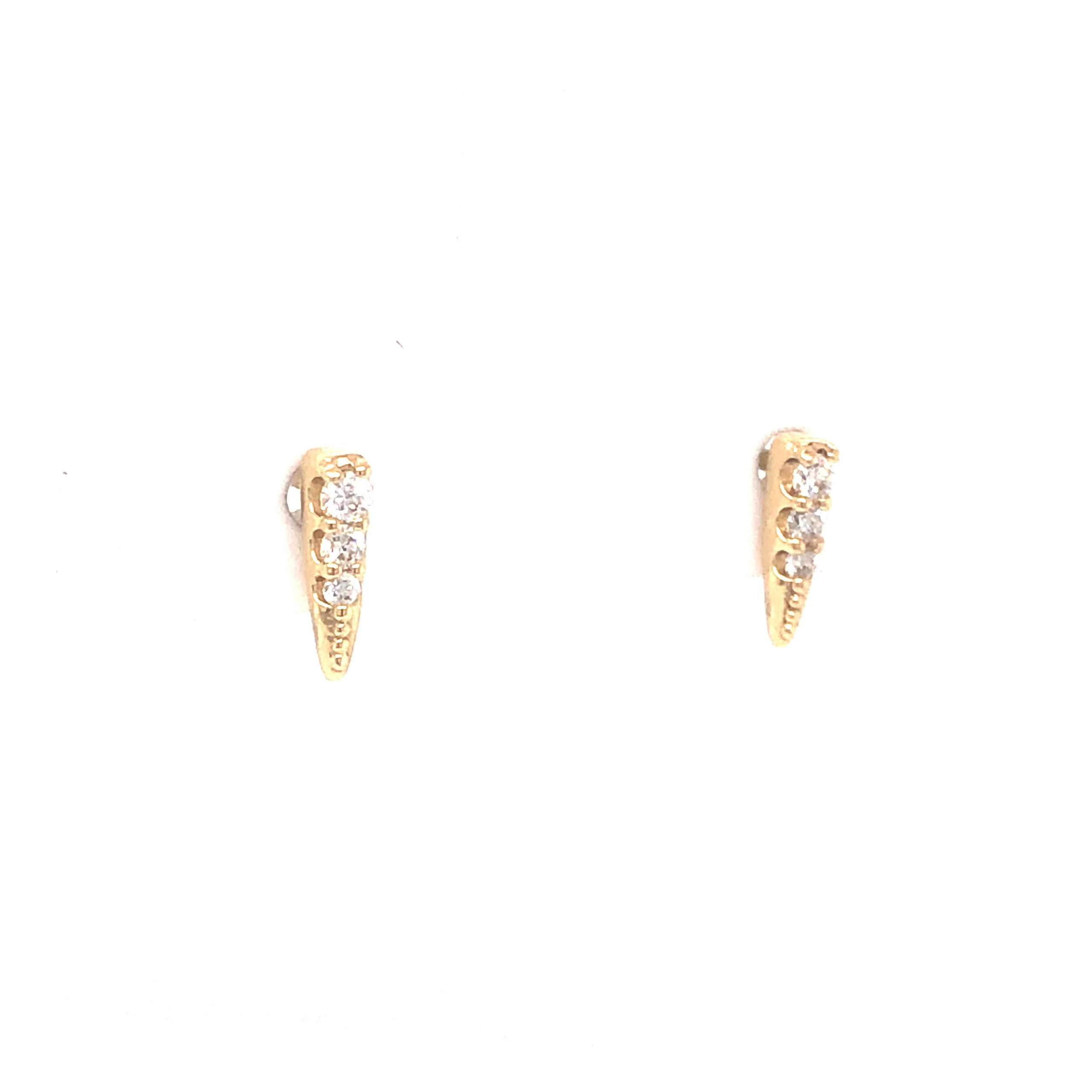 .07 Tapered Diamond Stud Earrings in 14K Yellow Gold - Image 3