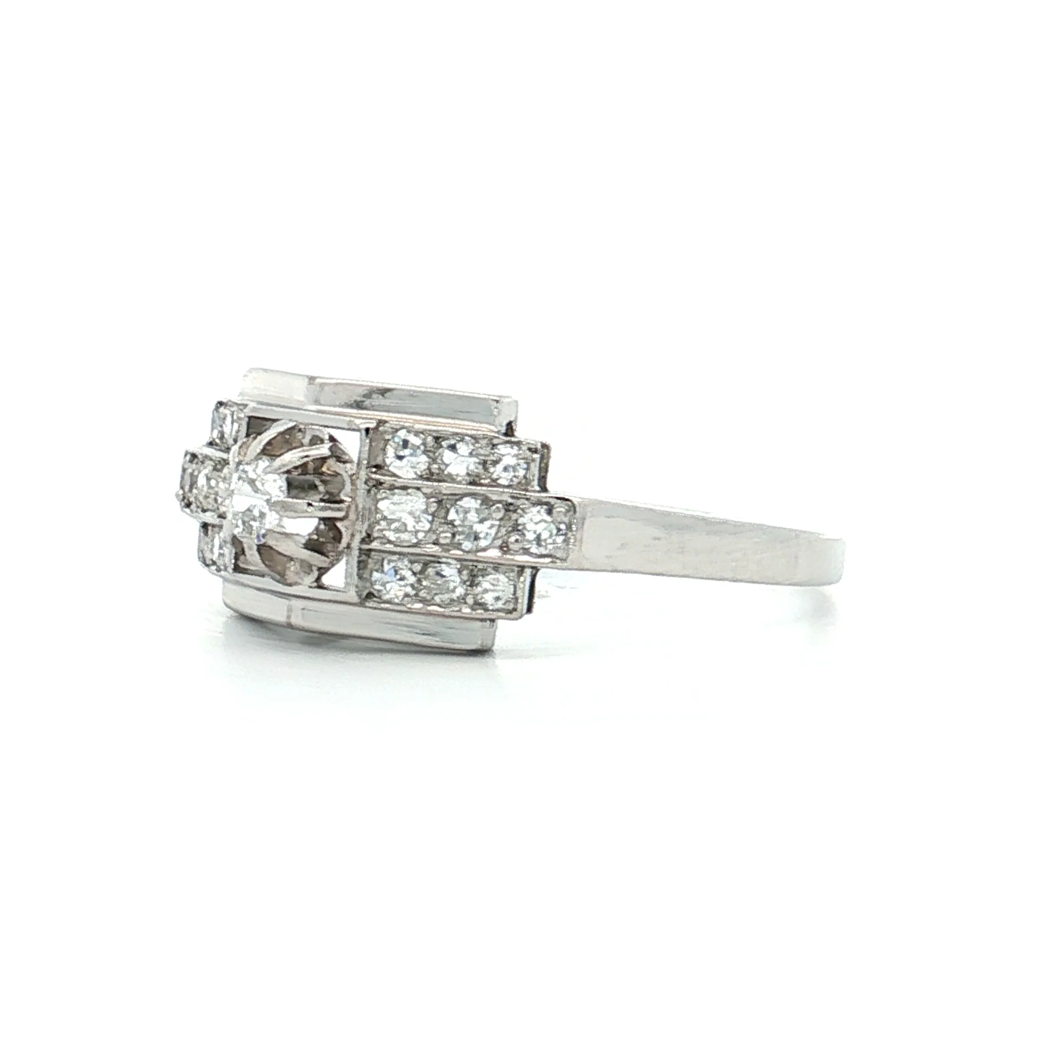 .07 Vintage 1950s Diamond Engagement Ring Platinum - Image 2
