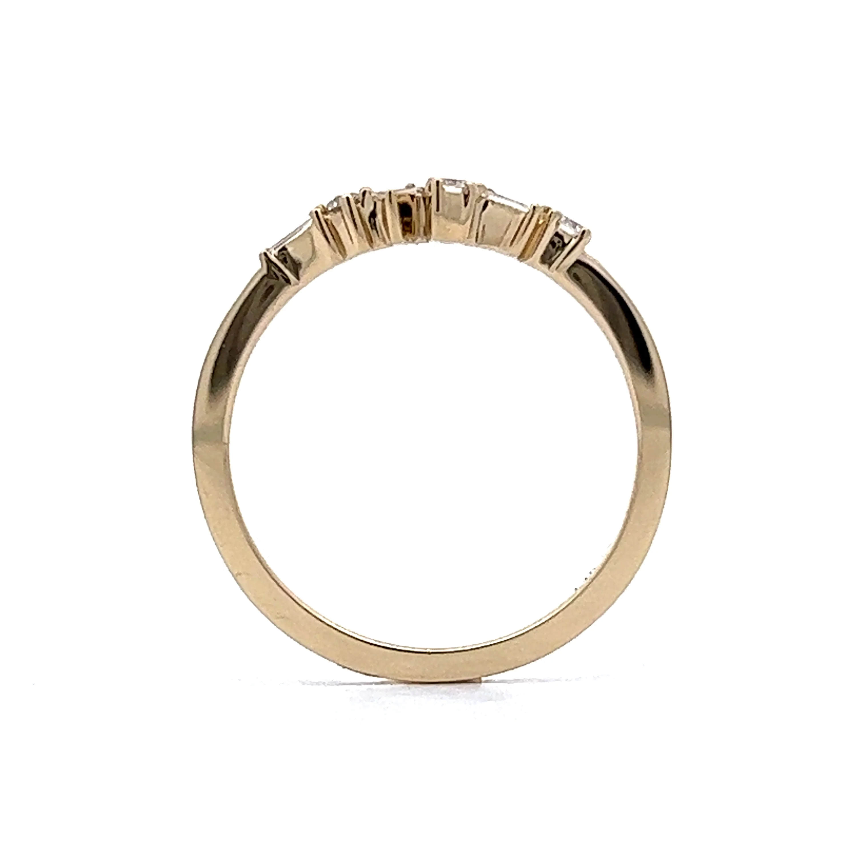 Baguette & Round Diamond Wedding Band in 14k Yellow Gold - Image 5