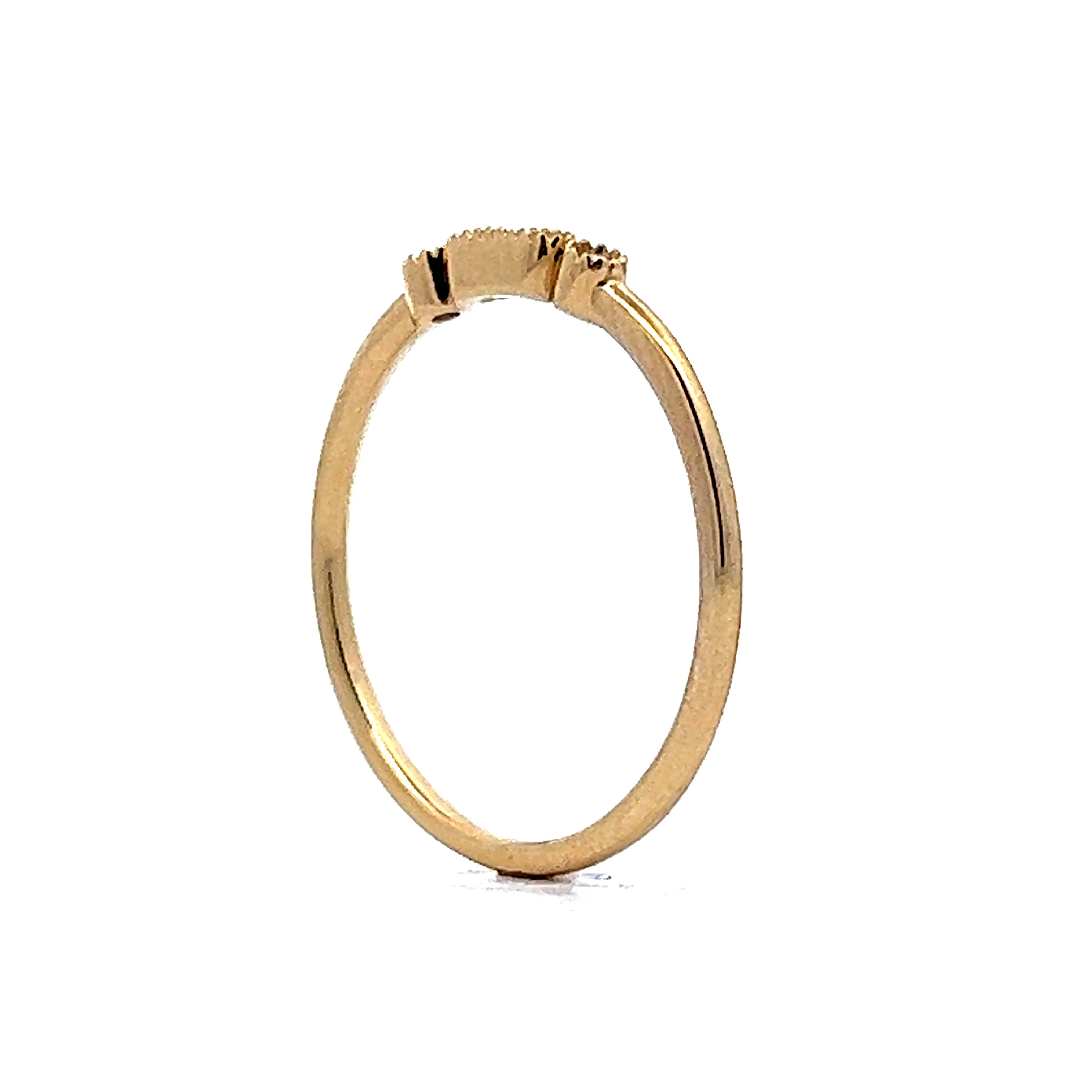 Milgrain Textured Diamond Wedding Band in 10k Yellow Gold - Image 5