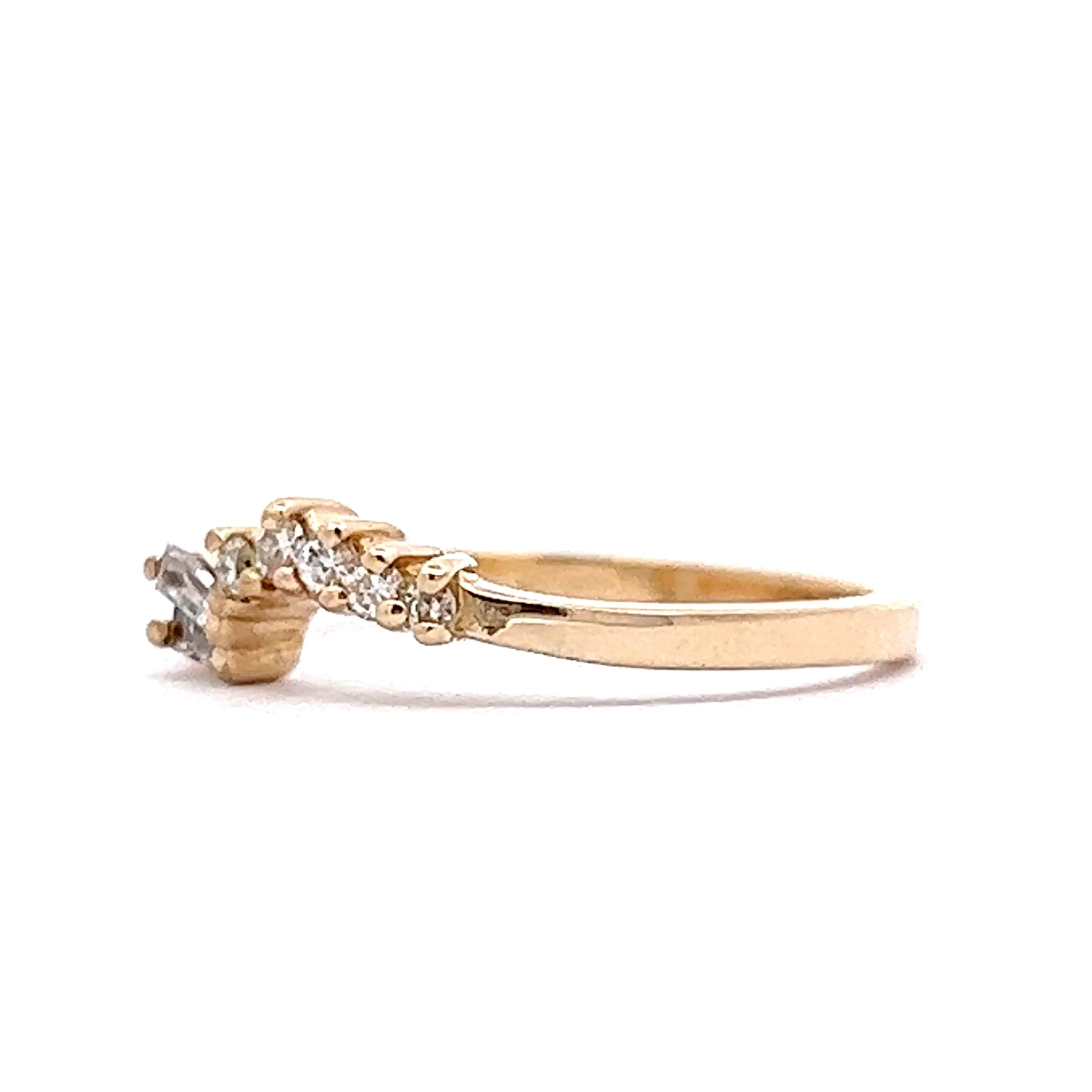 Baguette & Round Brilliant Diamond Contour Wedding Band in 14k Yellow Gold - Image 2