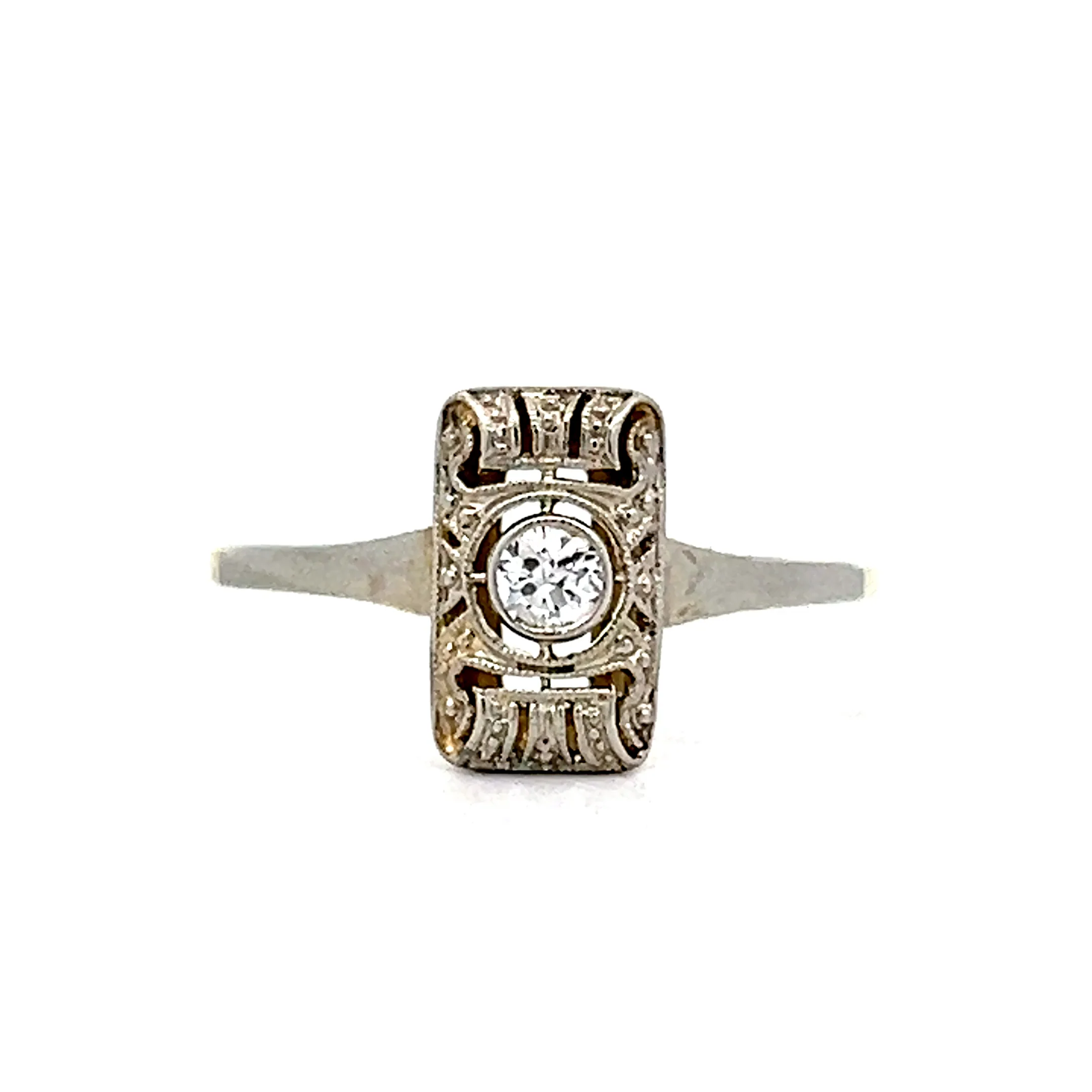 .08 Antique Art Deco Diamond Cocktail Ring in 14k