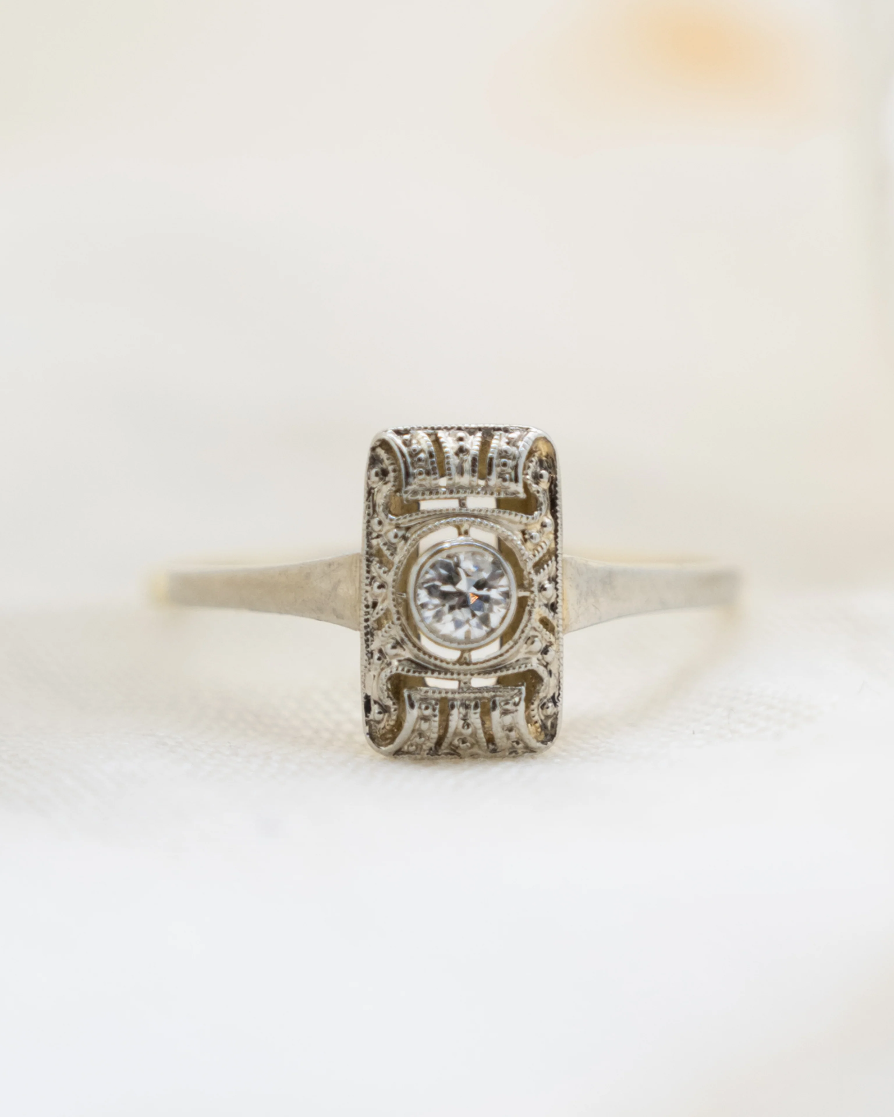 .08 Antique Art Deco Diamond Cocktail Ring in 14k - Image 6