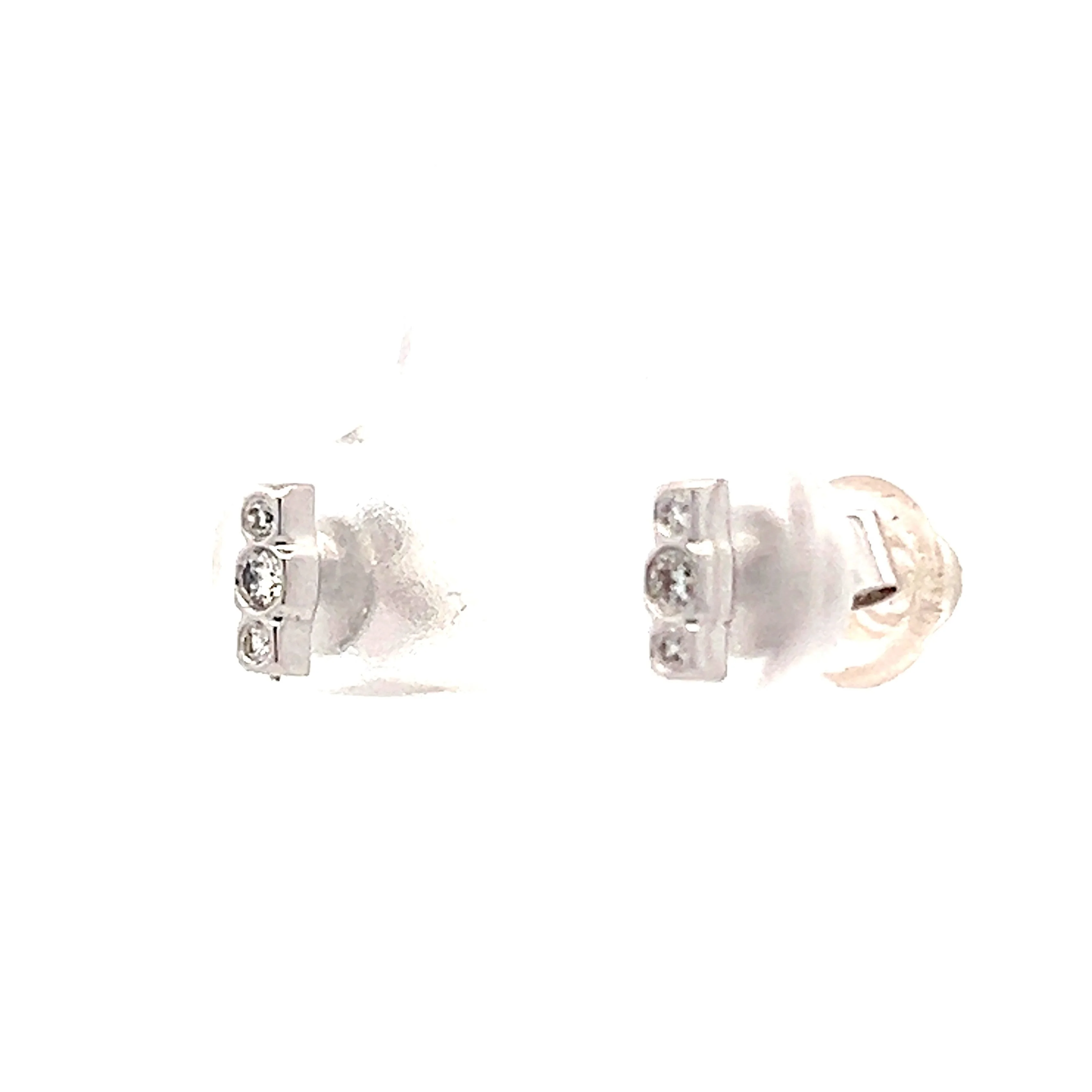 .08 Diamond Bar Stud Earrings in 18k White Gold - Image 2