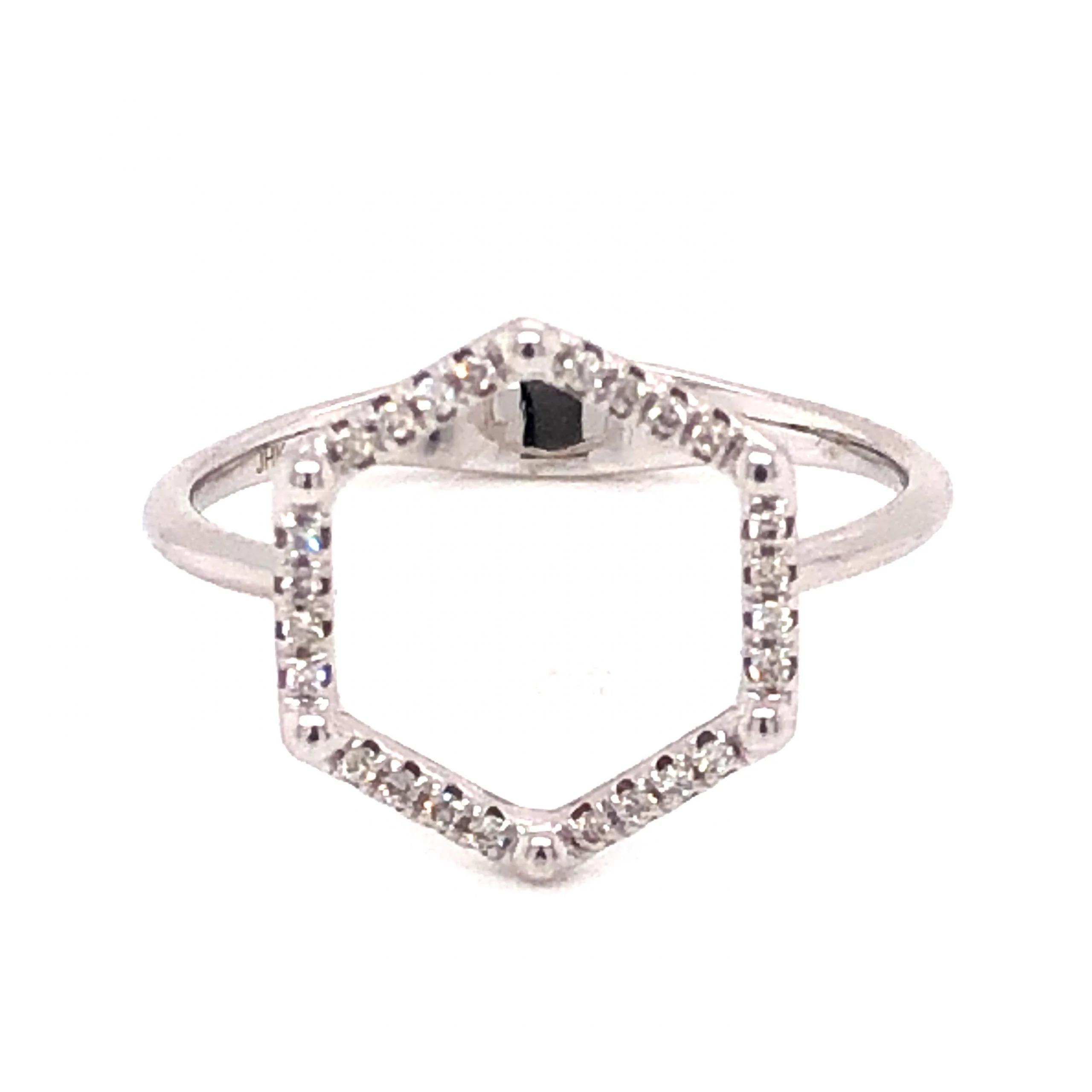 .08 Diamond Hexagon Ring in 18k White Gold