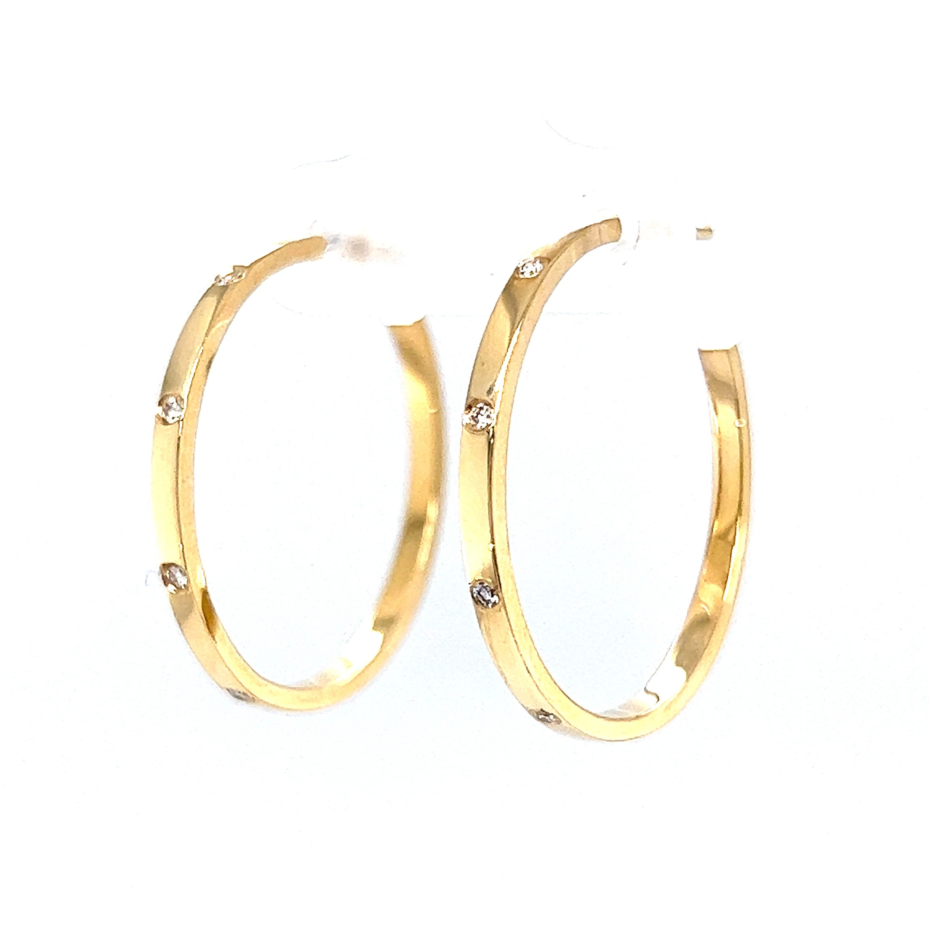 .08 Diamond Hoop Earrings in 14k Yellow Gold - Image 2