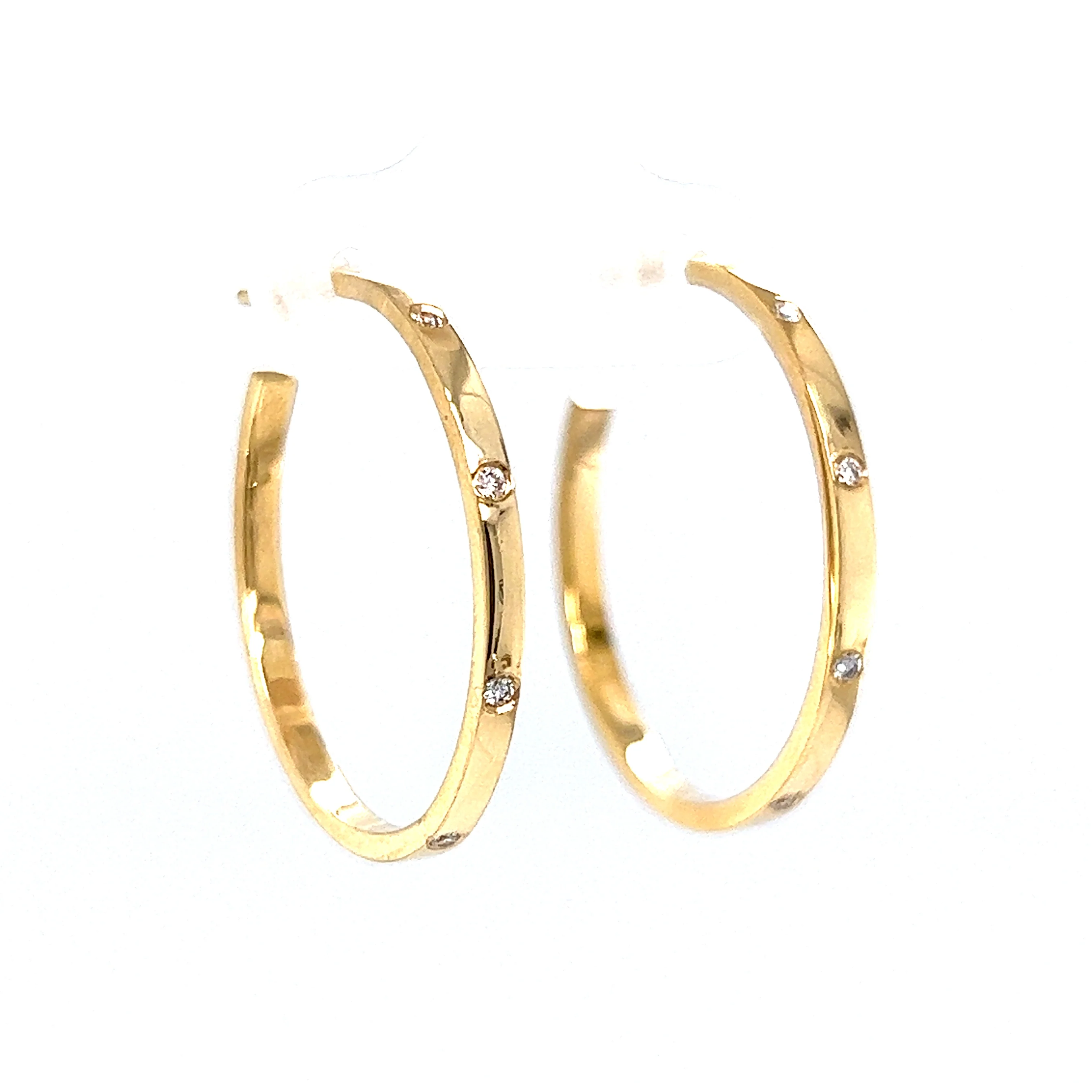 .08 Diamond Hoop Earrings in 14k Yellow Gold - Image 3