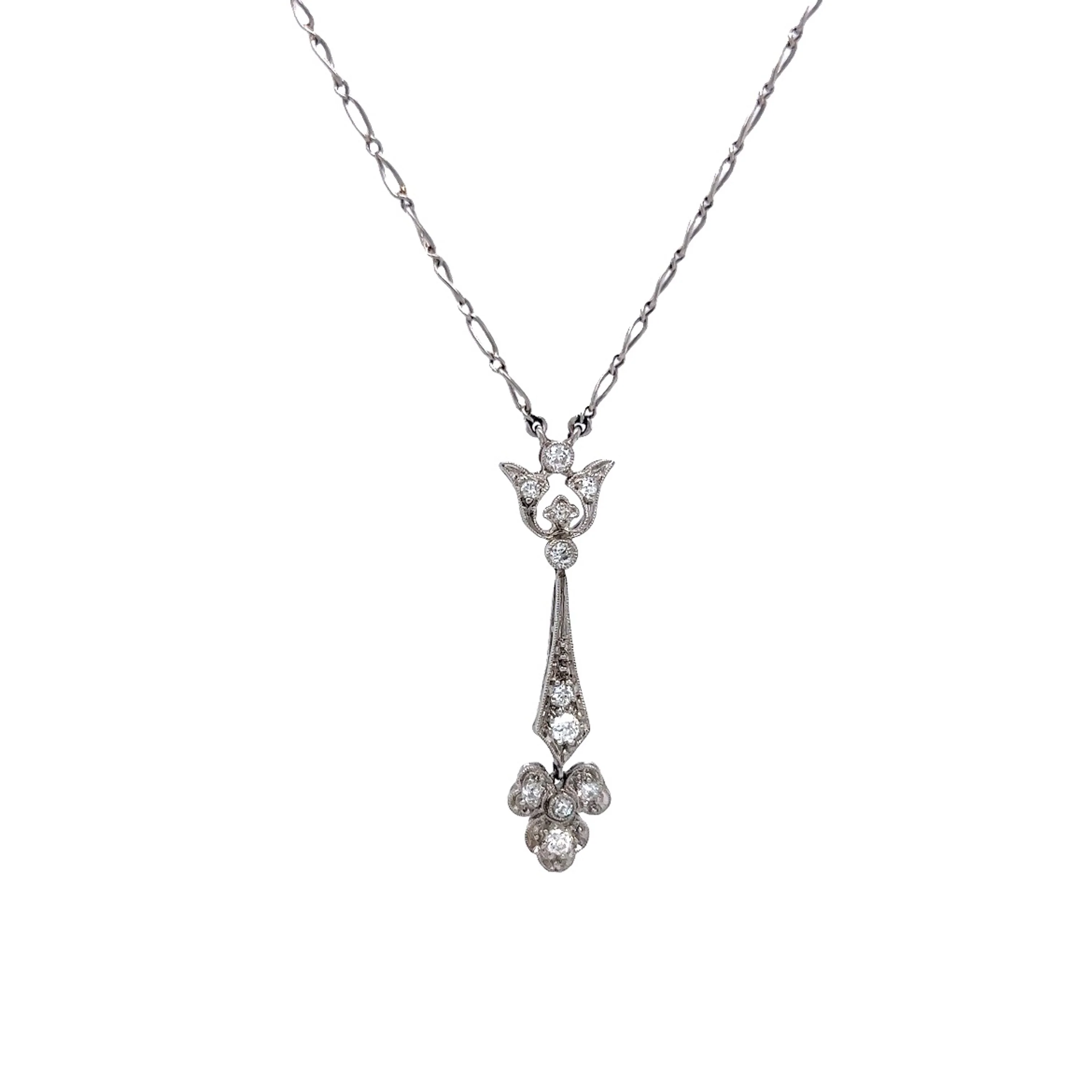 Vintage Art Deco Diamond Pendant in Platinum